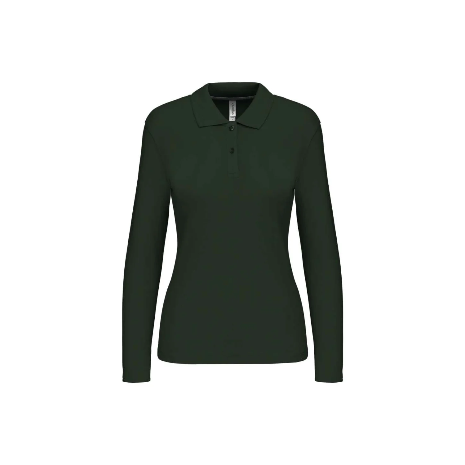 Kariban Női hosszú ujjú piqué galléros póló Forest Green