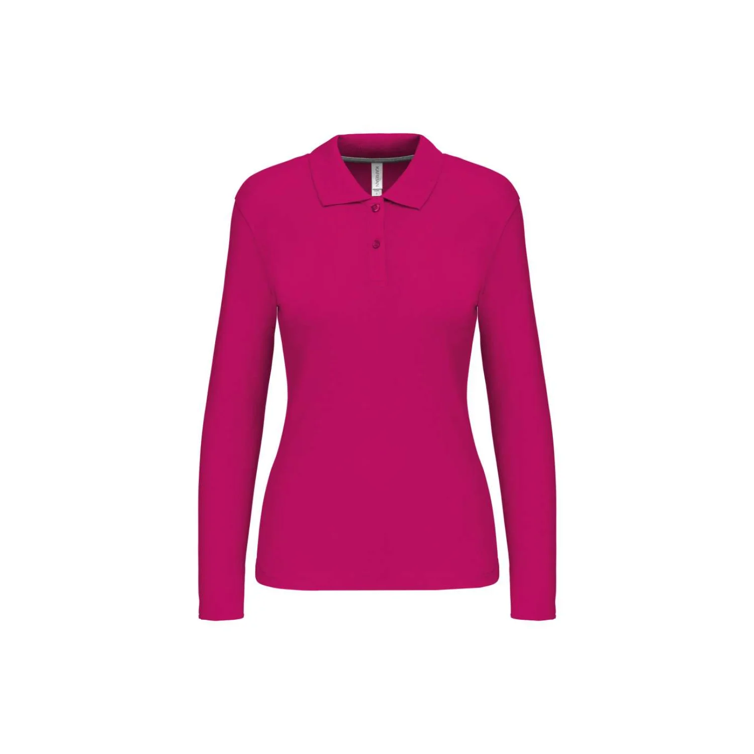 Kariban Női hosszú ujjú piqué galléros póló Fuchsia