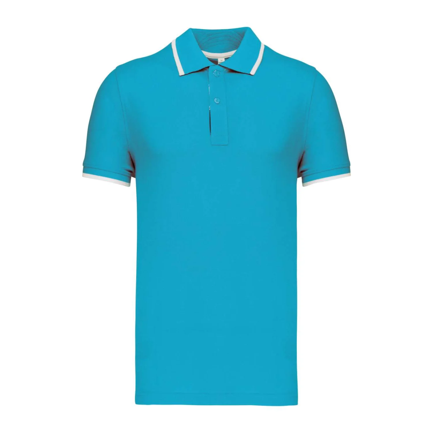 Kariban Férfi rövid ujjú galléros póló Light Turquoise/White/Navy