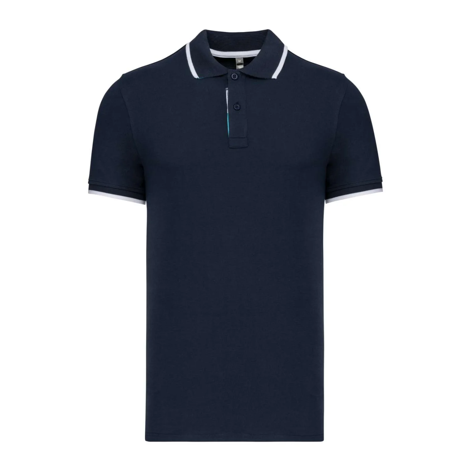 Kariban Férfi rövid ujjú galléros póló Navy/White/Light Turquoise