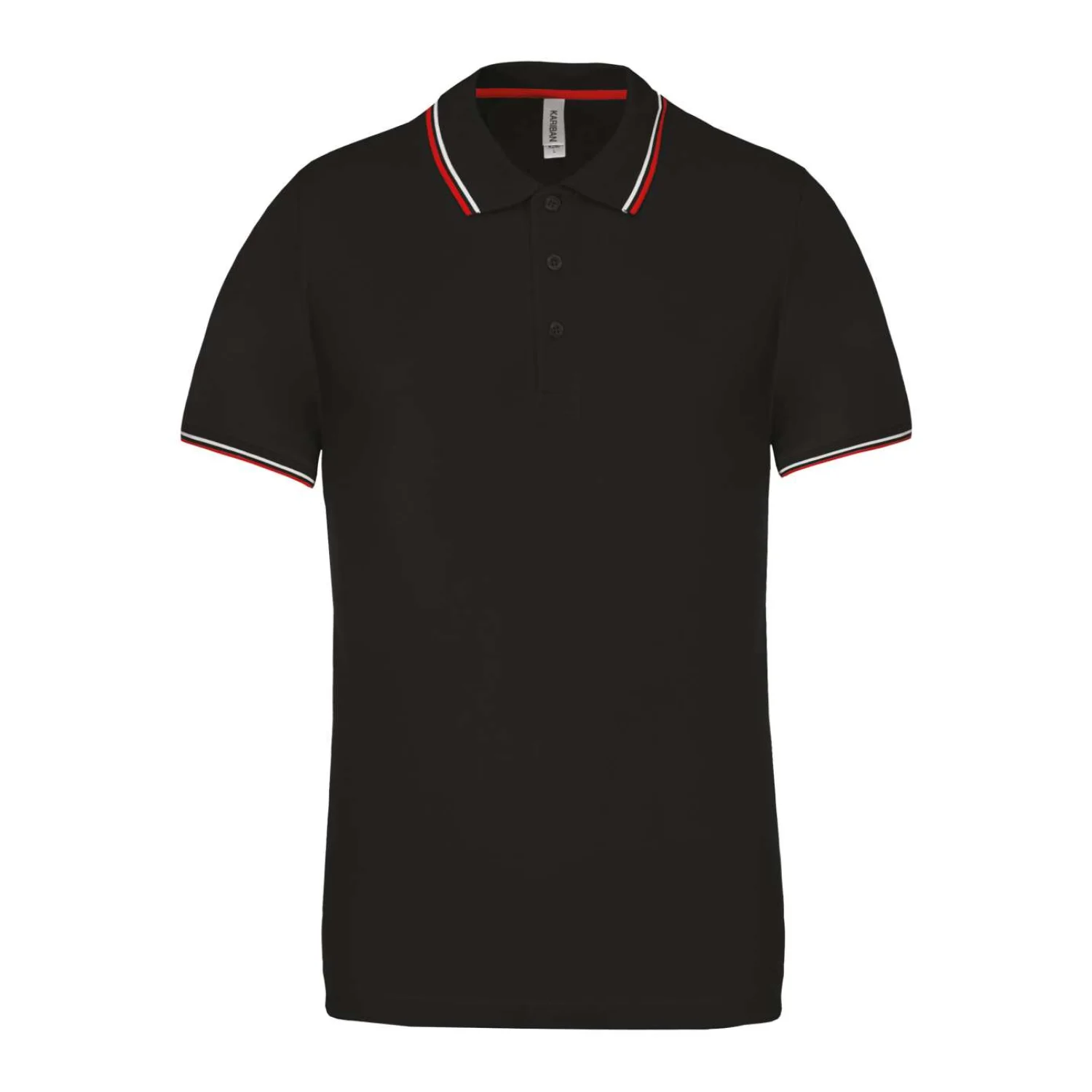 Kariban Férfi rövid ujjú galléros póló Black/Red/White
