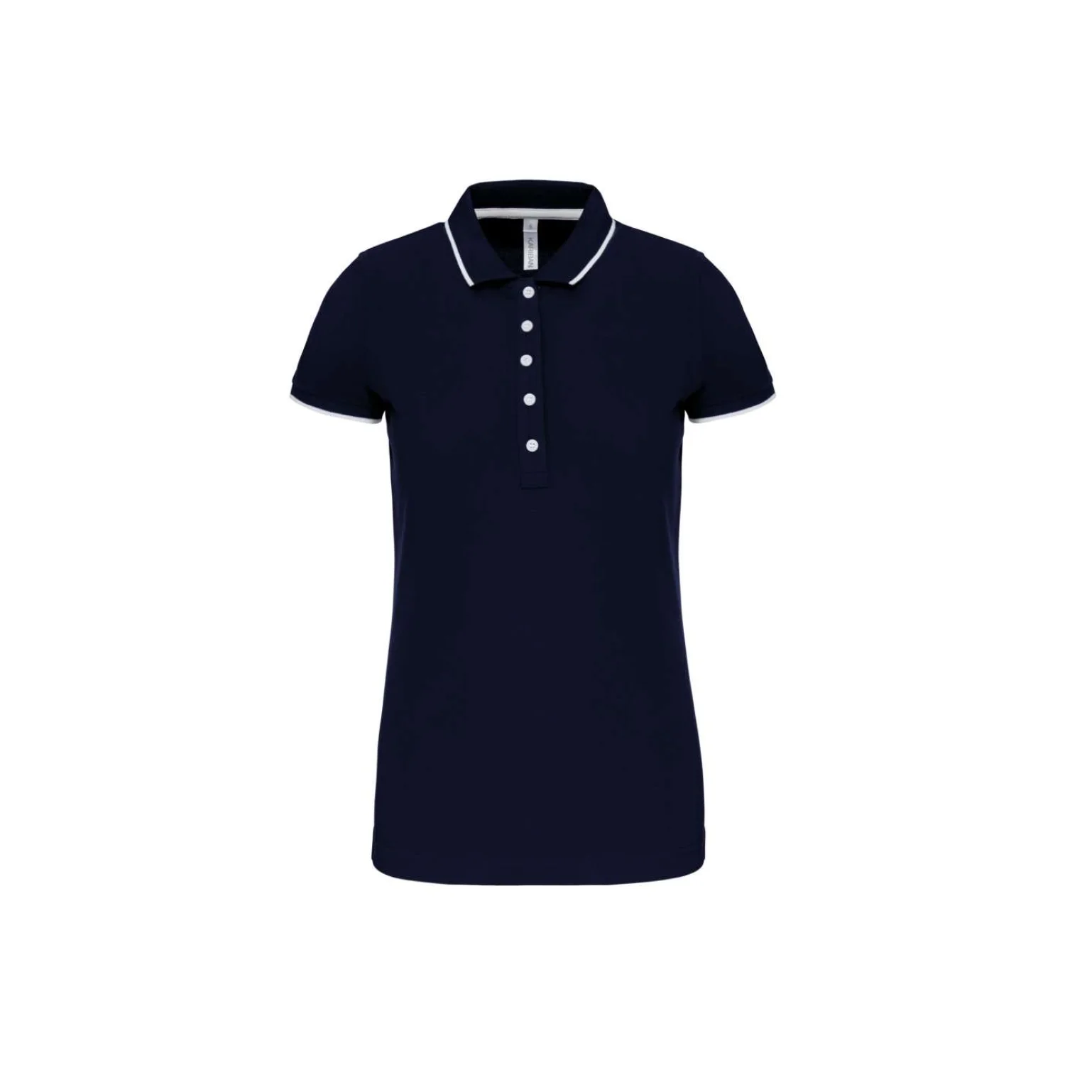 Kariban Női rövid ujjú galléros póló Navy/White/Red