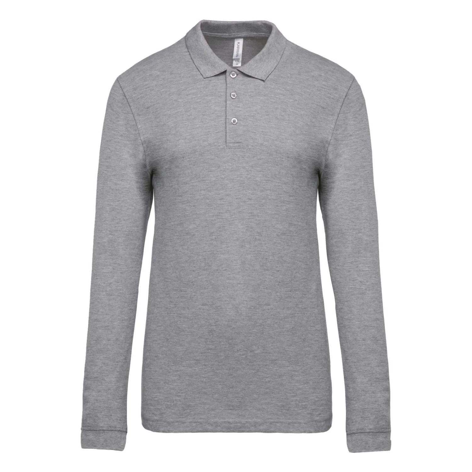 Kariban Férfi piqué hosszú ujjú galléros póló Oxford Grey