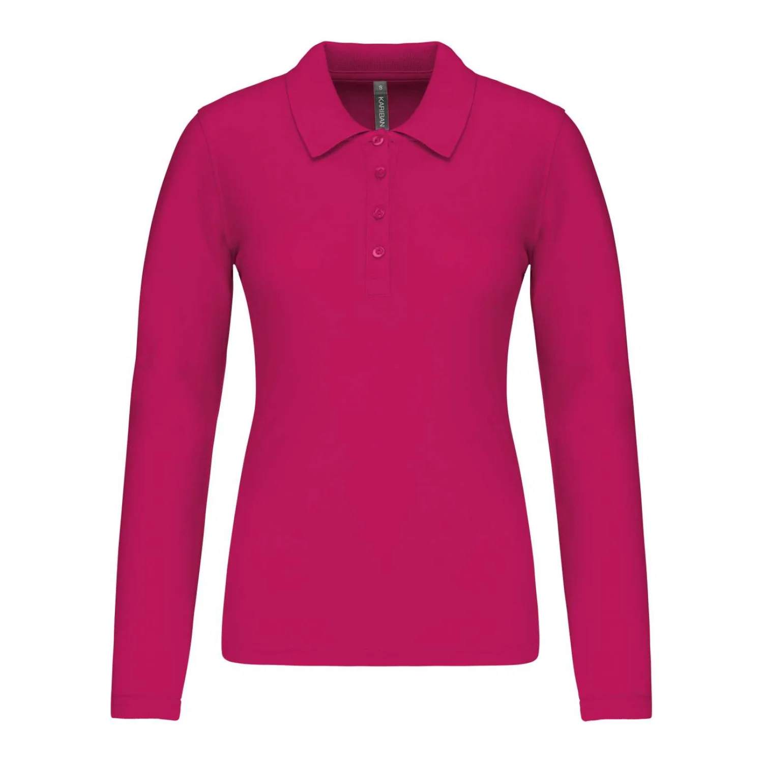 Kariban Női piqué hosszú ujjú galléros póló Fuchsia