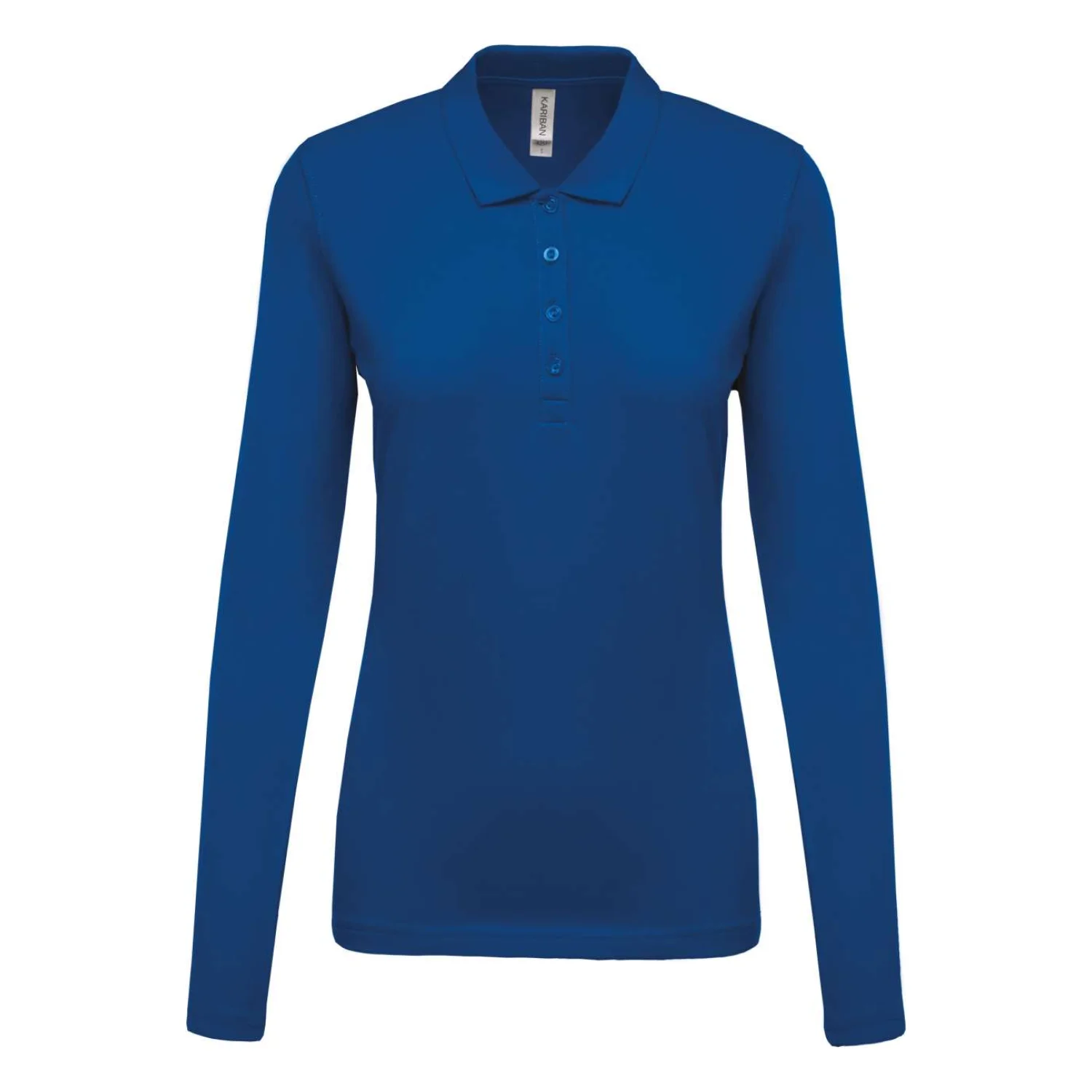 Kariban Női piqué hosszú ujjú galléros póló Light Royal Blue