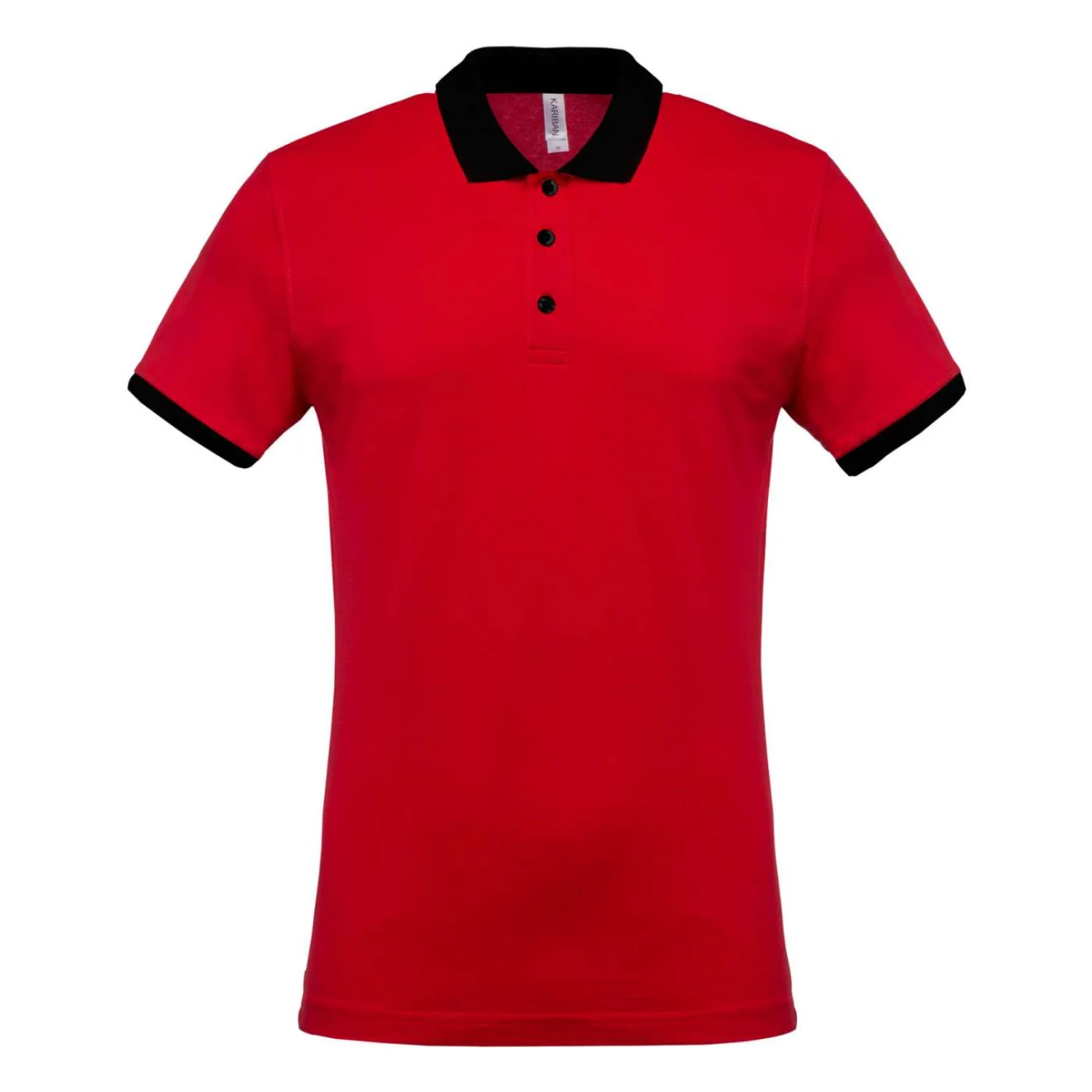 Kariban Férfi kéttónusú piqué galléros póló Red/Black
