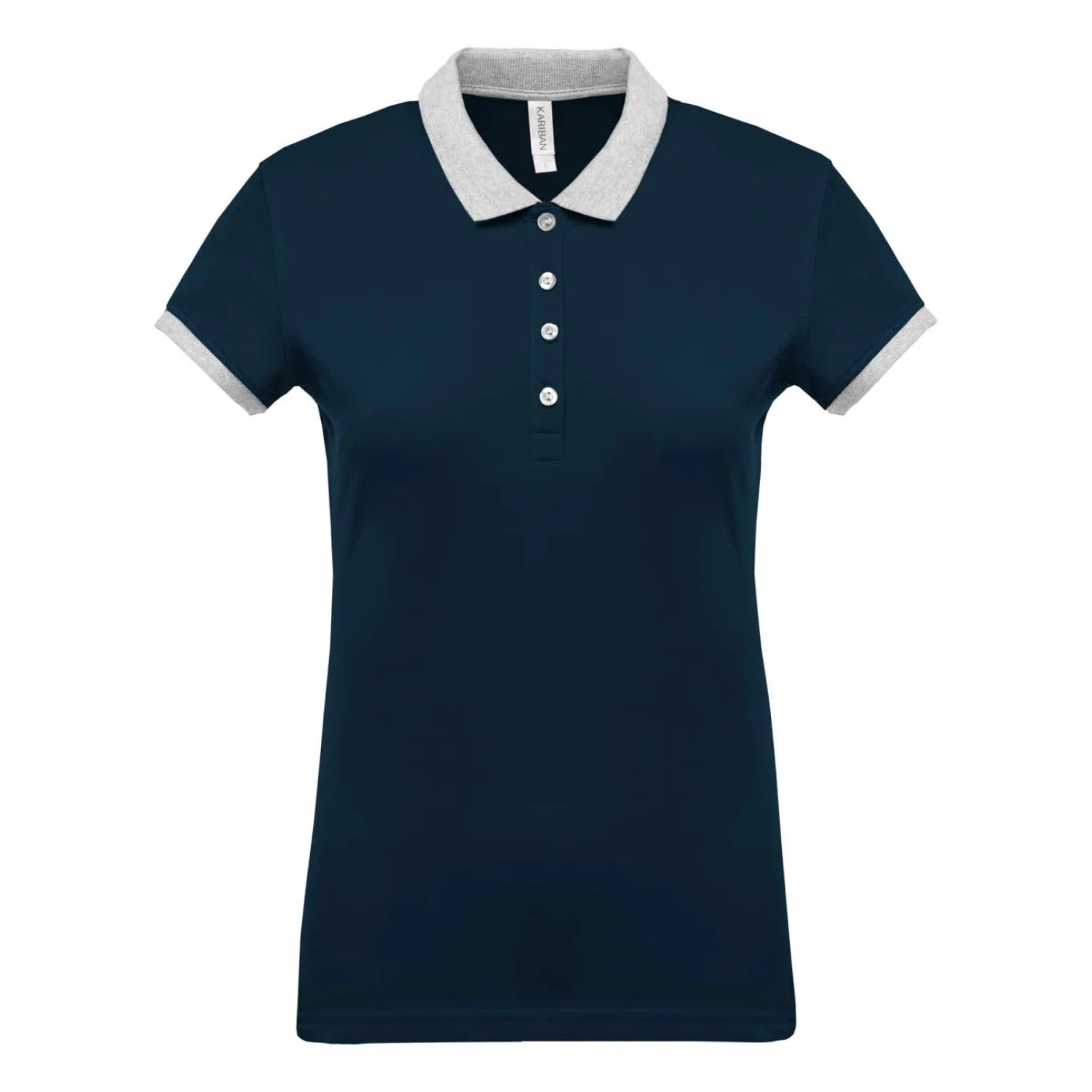 Kariban Női kéttónusú piqué galléros póló Navy/Oxford Grey