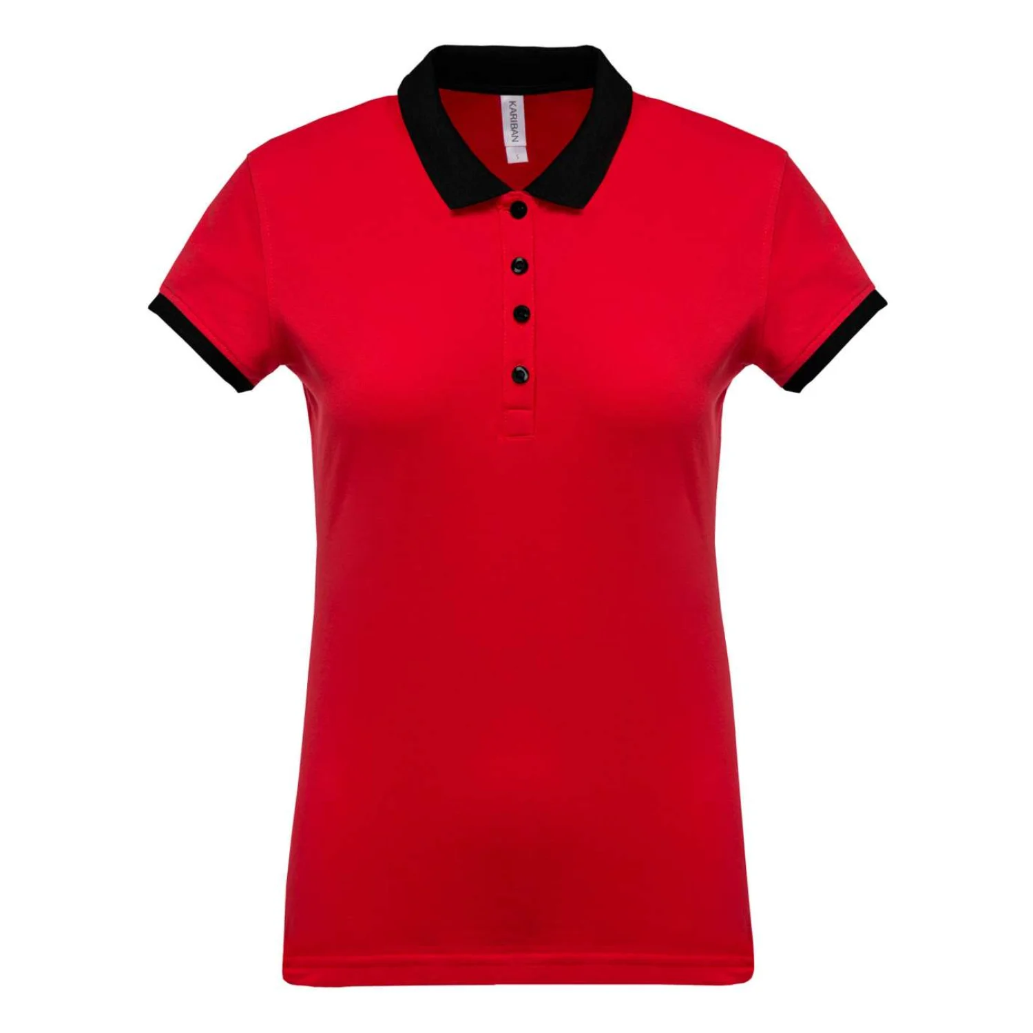 Kariban Női kéttónusú piqué galléros póló Red/Black