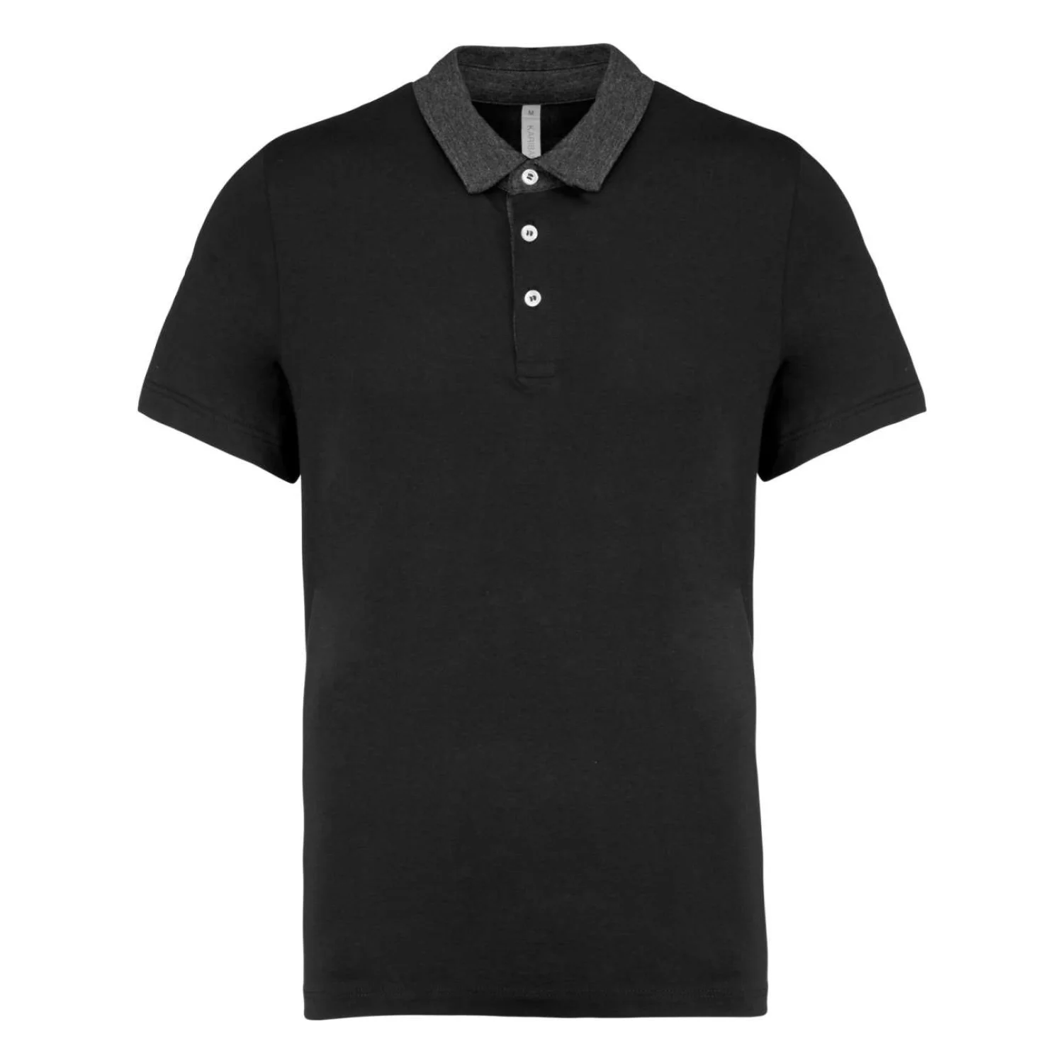 Kariban Férfi kéttónusú jersey galléros póló Black/Dark Grey Heather