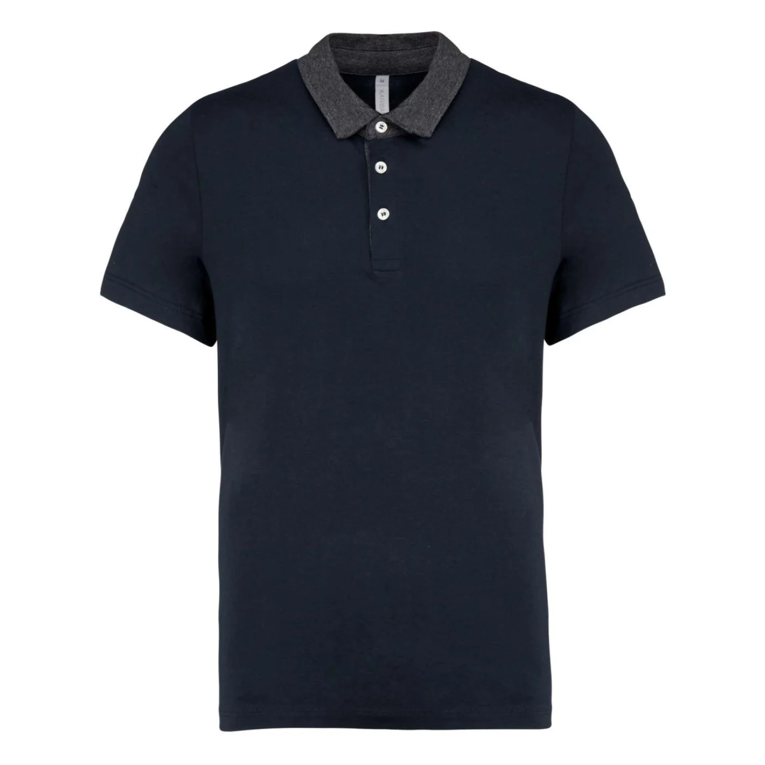 Kariban Férfi kéttónusú jersey galléros póló Navy/Dark Grey Heather