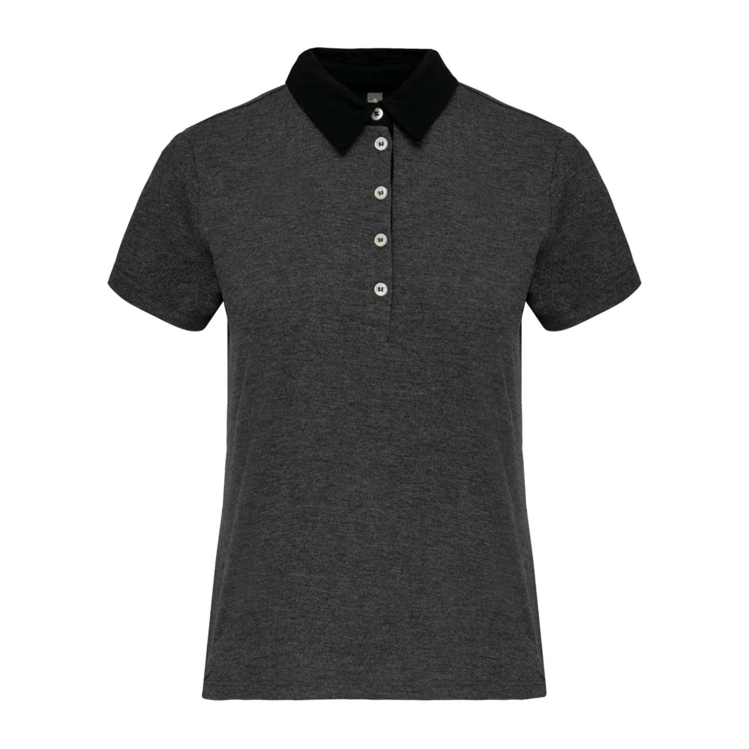 Kariban Női kéttónusú jersey galléros póló Dark Grey Heather/Black