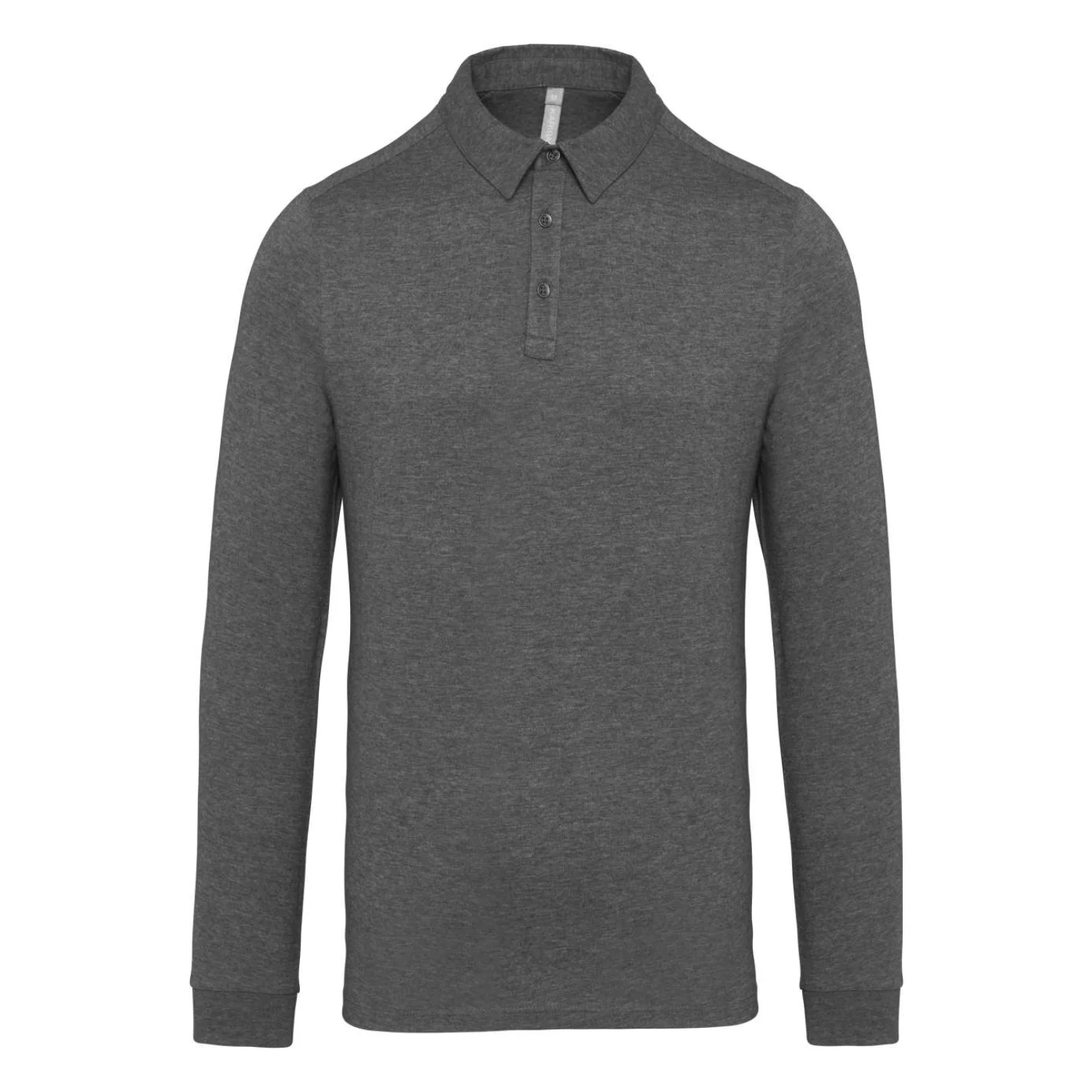 Kariban Férfi hosszú ujjú jersey galléros póló Grey Heather