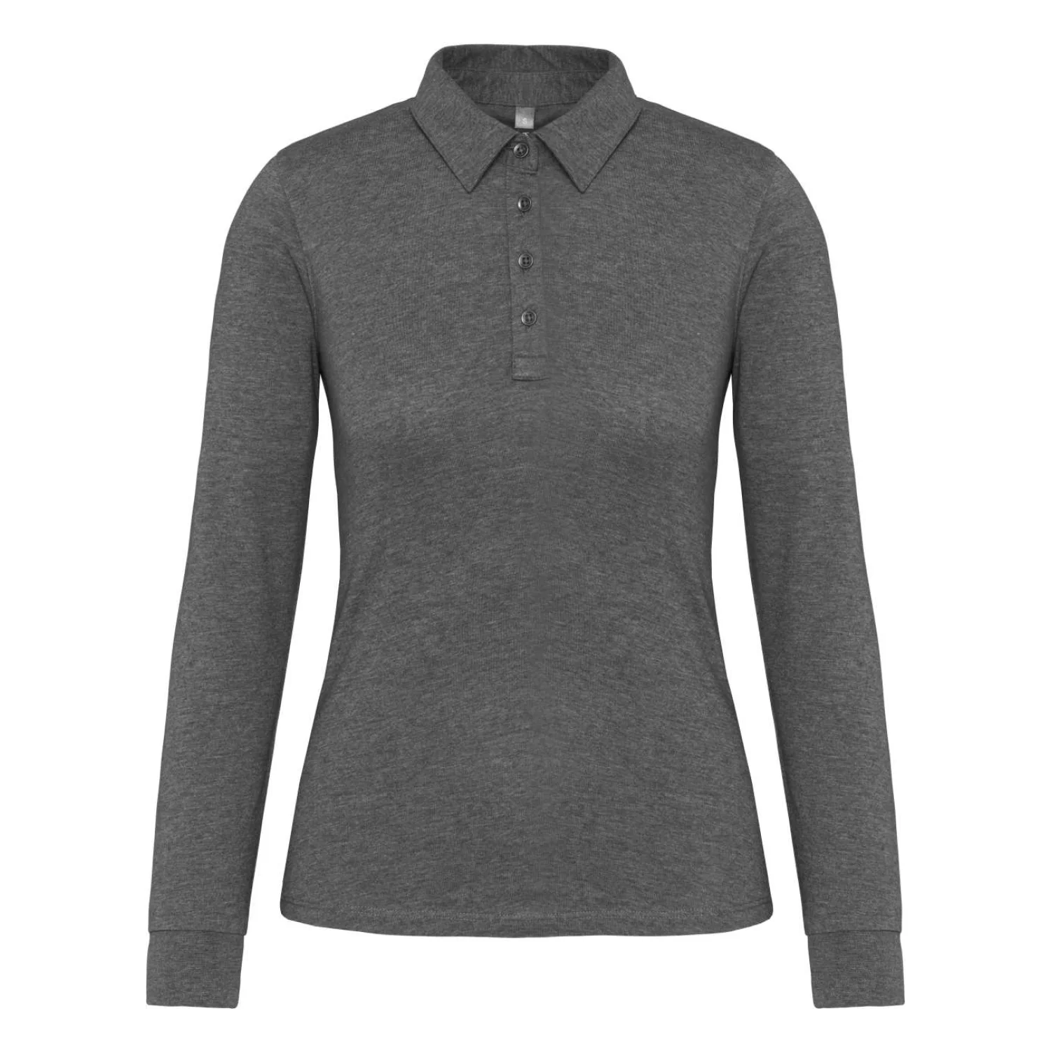 Kariban Női hosszú ujjú jersey galléros póló Grey Heather