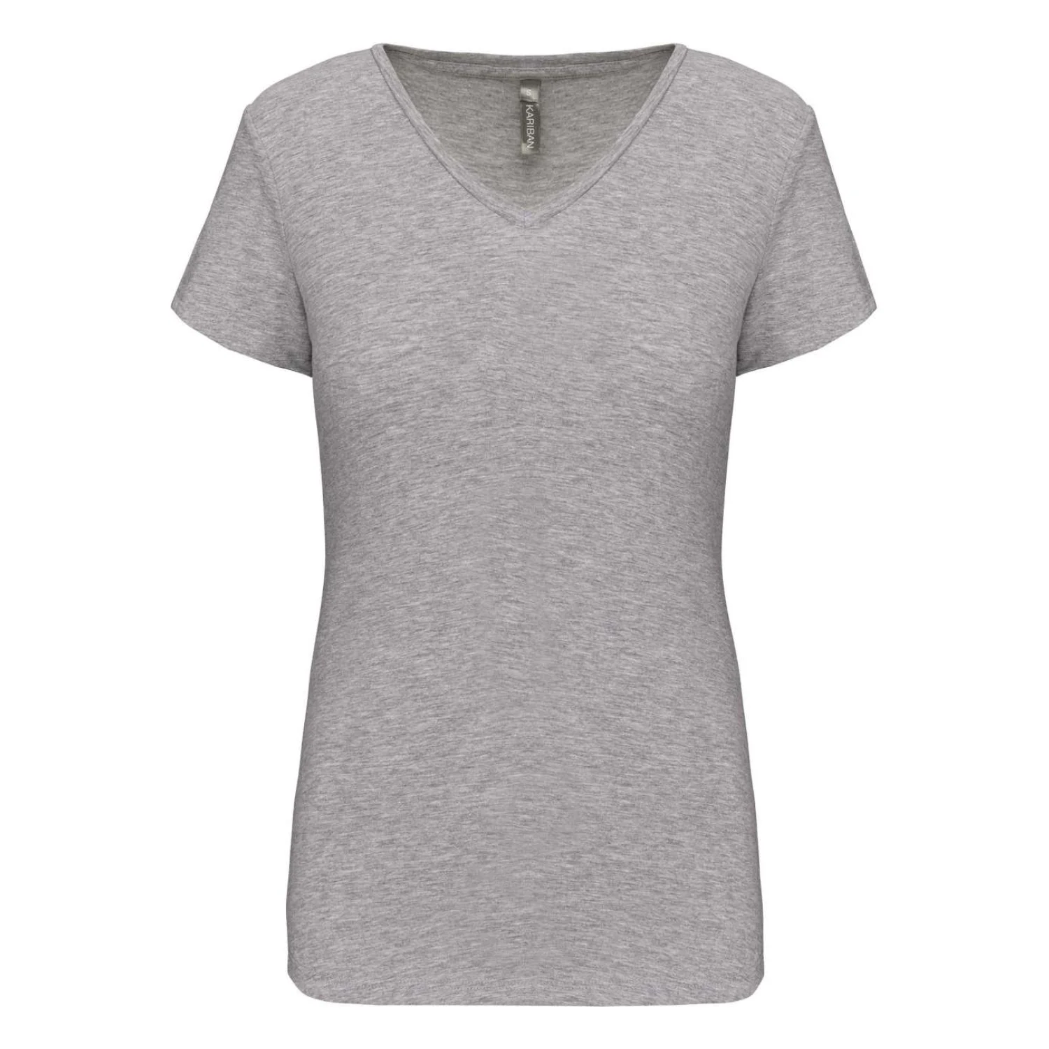 Kariban Női rövid ujjú v-nyakú póló Light Grey Heather