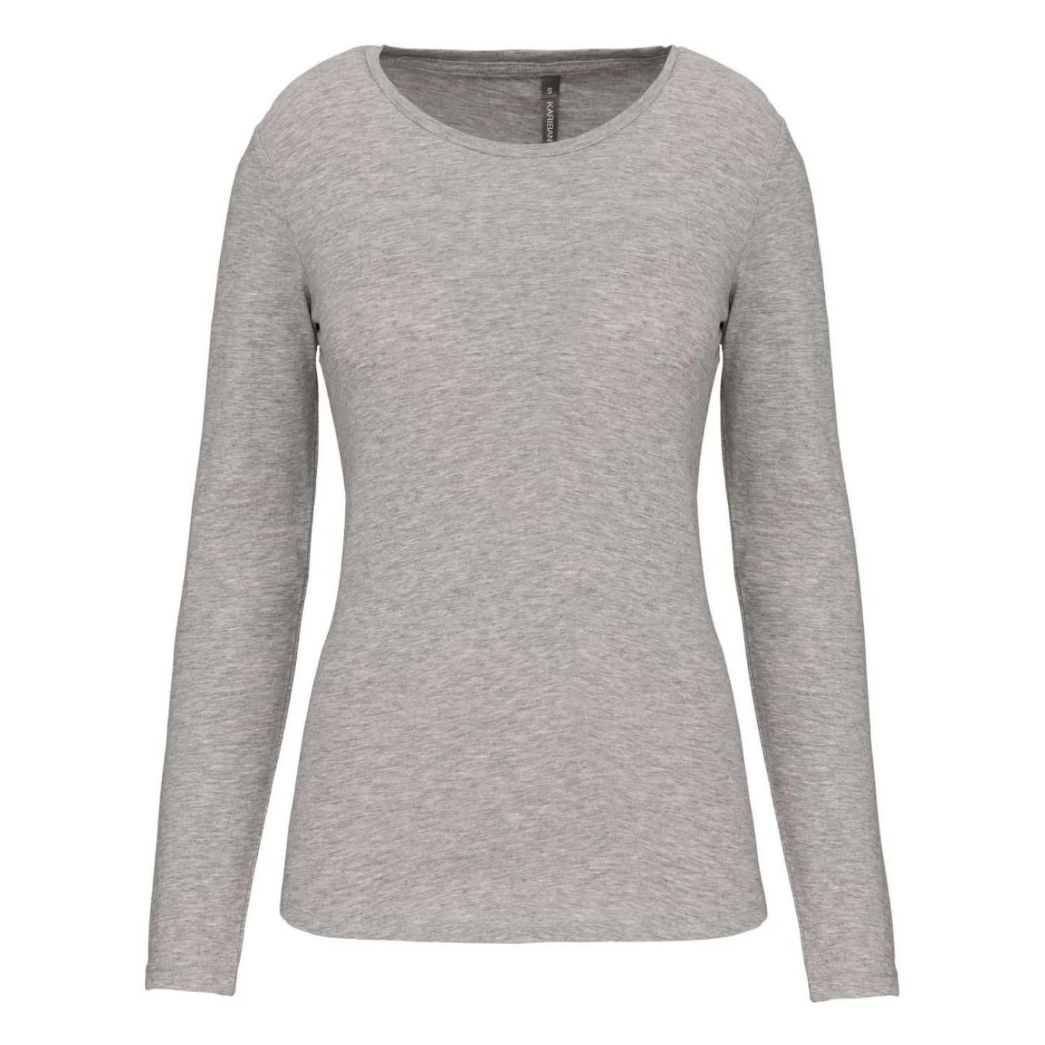 Kariban Női hosszú ujjú környakas póló Light Grey Heather