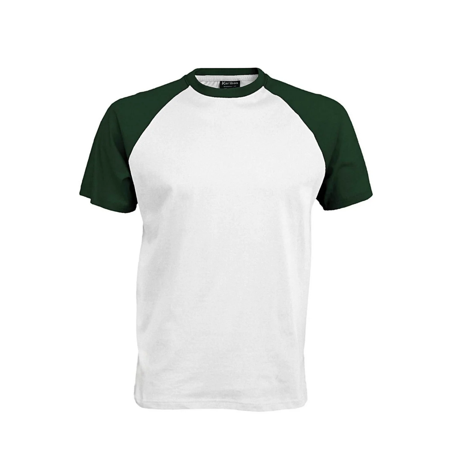 Kariban Baseball - kontraszt póló White/Forest Green