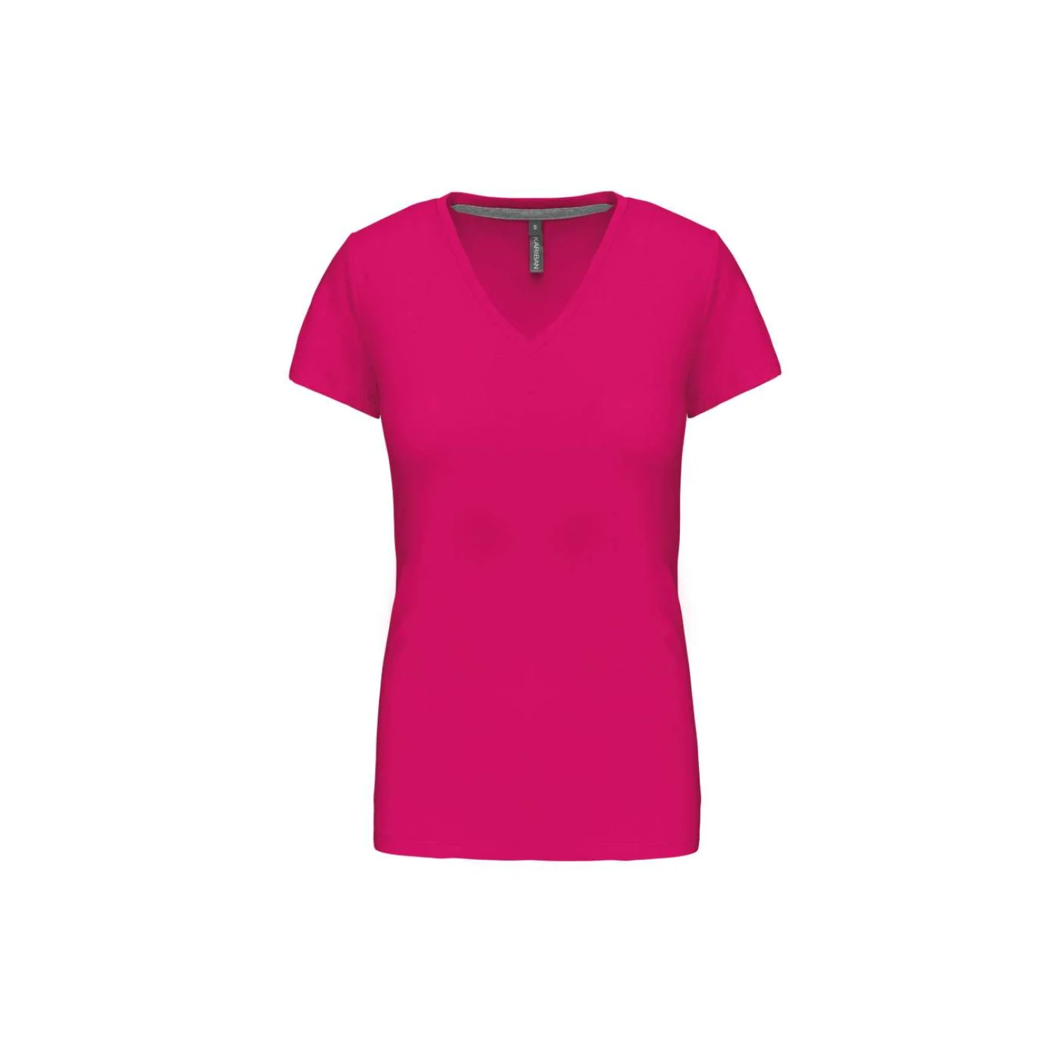Kariban Női rövid ujjú v-nyakú póló Fuchsia