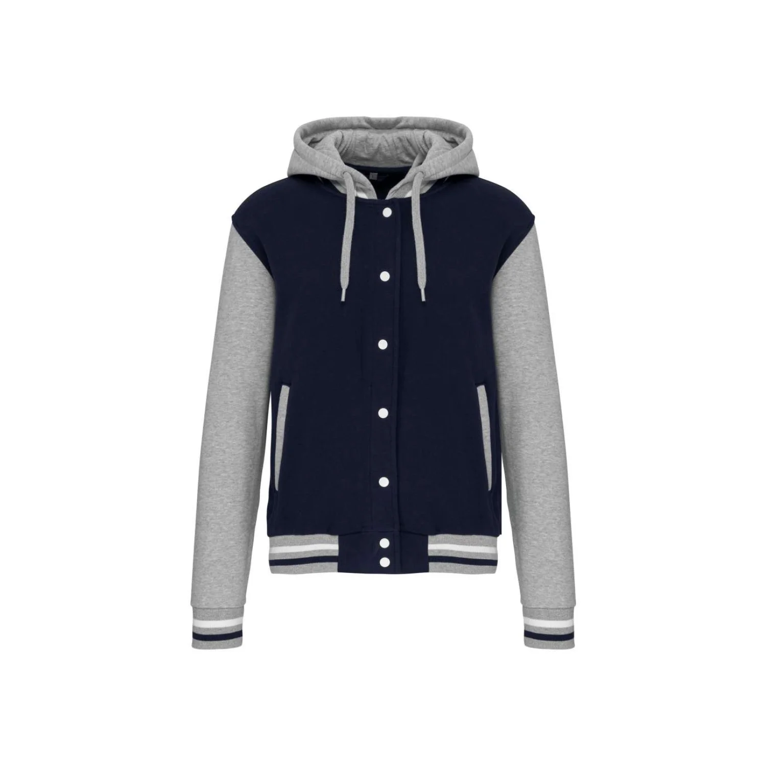 Kariban Uniszex teddy kabát kapucnival pulóverek és kardigán Navy/Oxford Grey/White
