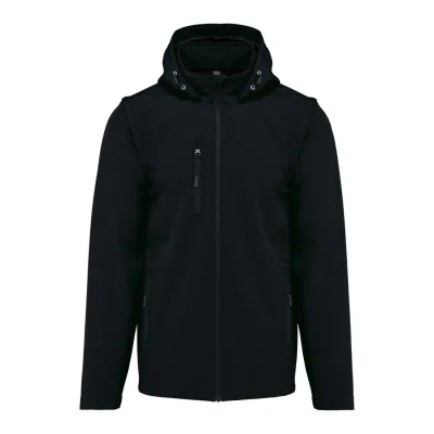 Kariban Uniszex 3 rétegű softshell kapucnis kabát levehető ujjakkal kabátok és