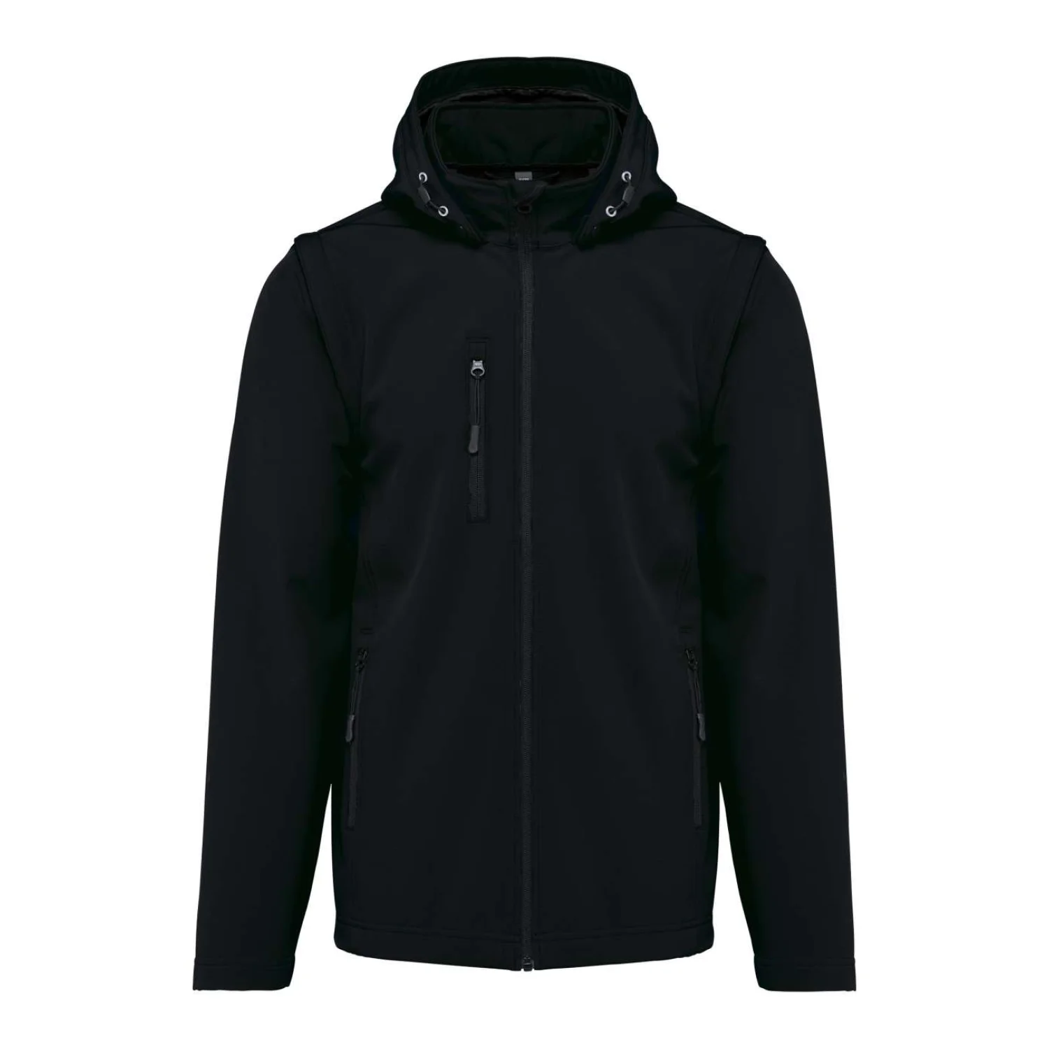 Kariban Uniszex 3 rétegű softshell kapucnis kabát levehető ujjakkal kabátok és dzseki Black