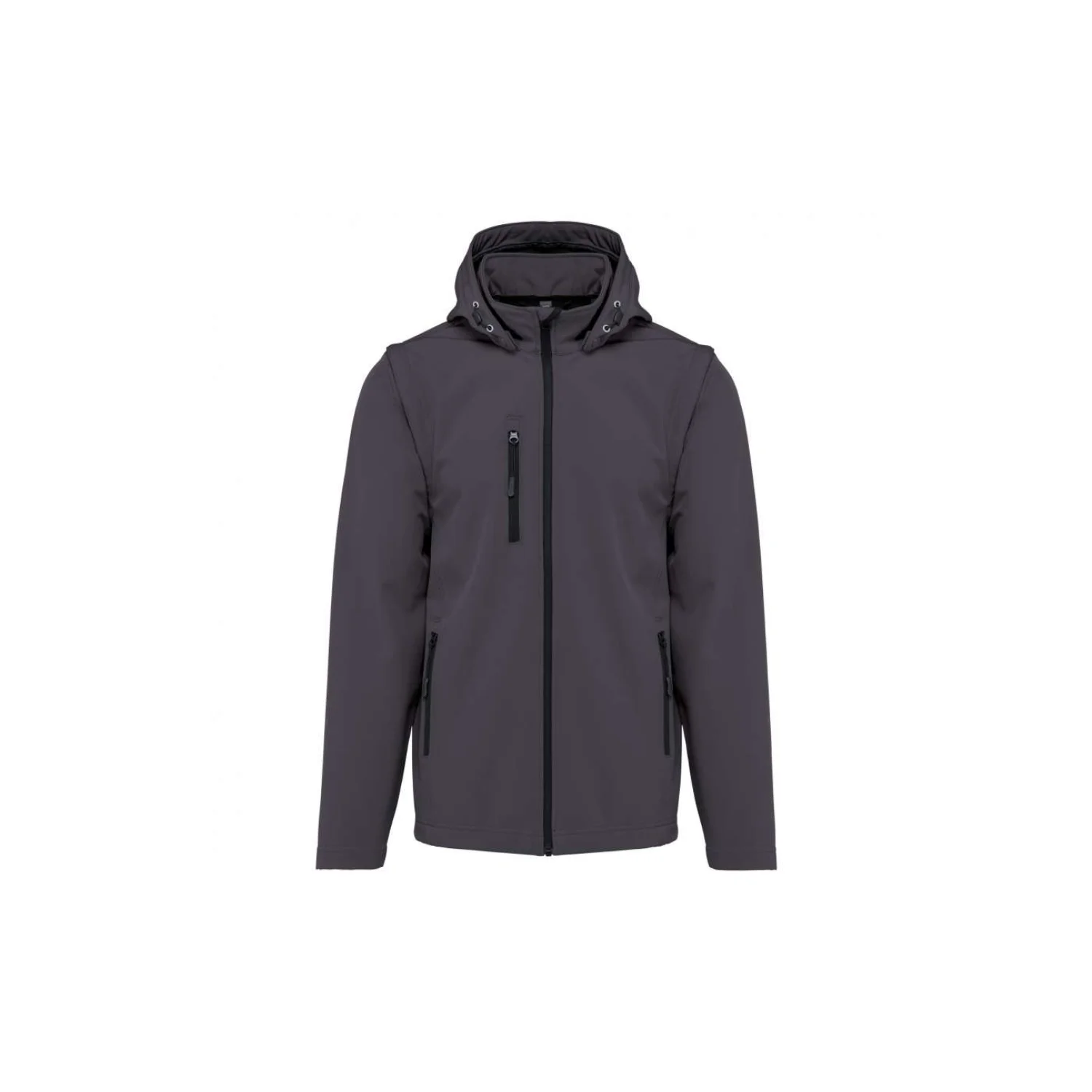 Kariban Uniszex 3 rétegű softshell kapucnis kabát levehető ujjakkal kabátok és dzseki Marl Grey