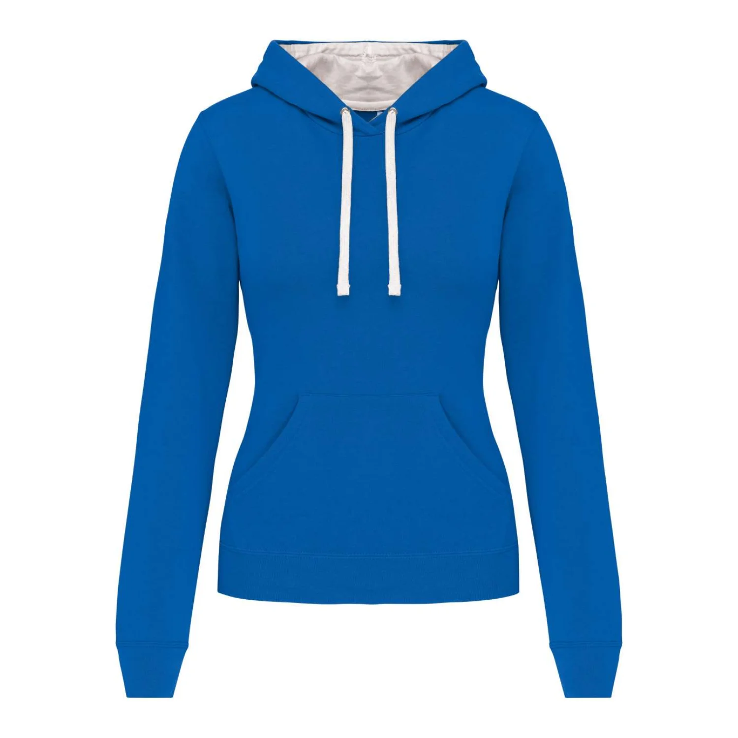 Kariban Női kontrasztos kapucnis pulóver pulóverek és kardigán Light Royal Blue/White