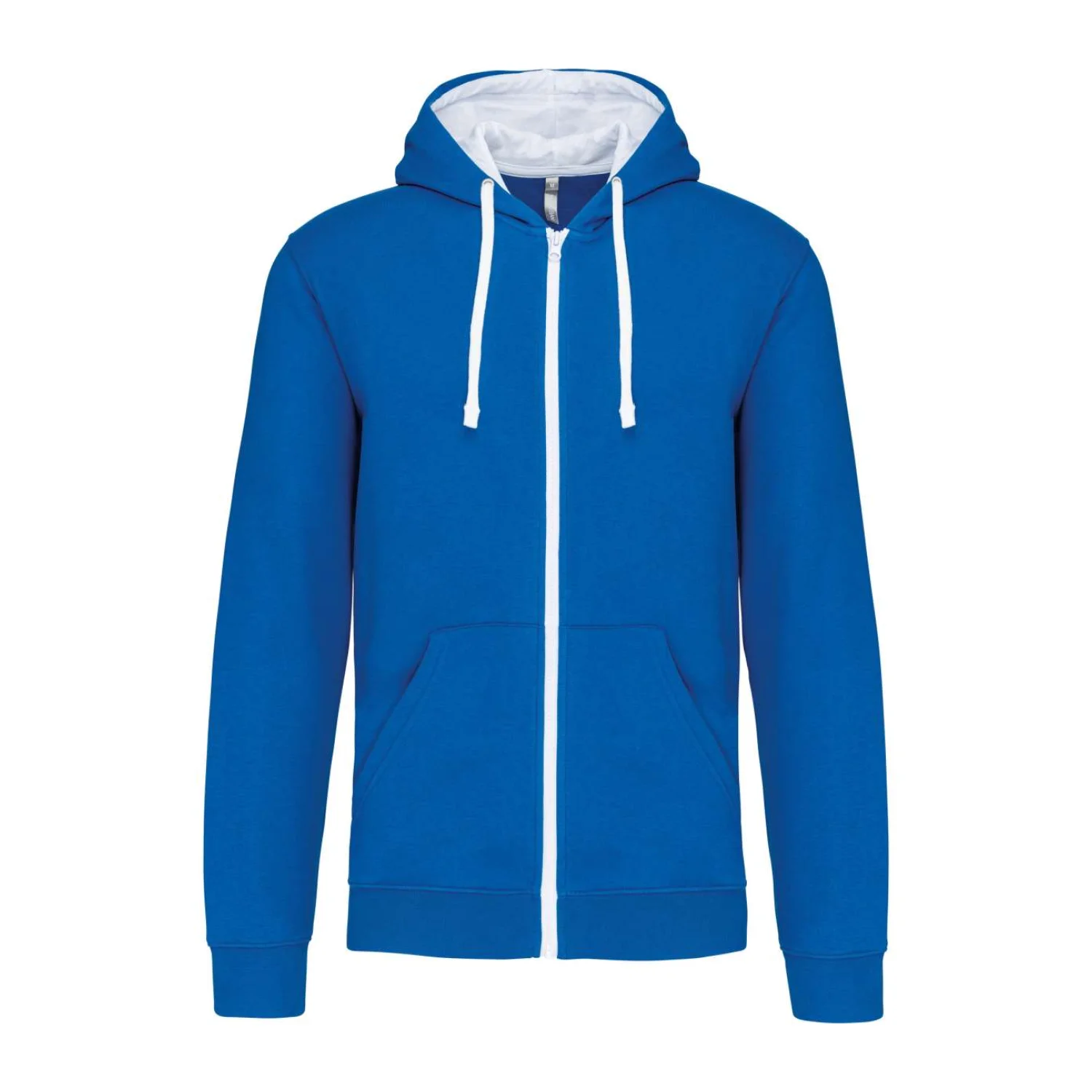 Kariban Kontrasztos kapucnis végig cipzáras pulóver pulóverek és kardigán Light Royal Blue/White