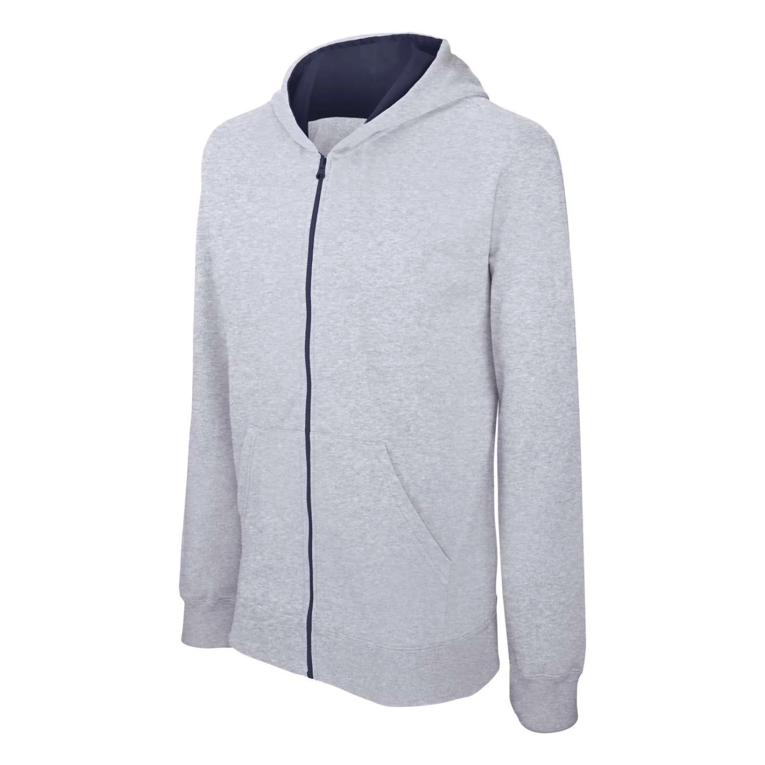 Kariban Gyermek végig cipzáras kapucnis pulóver pulóverek és kardigán Oxford Grey/Navy