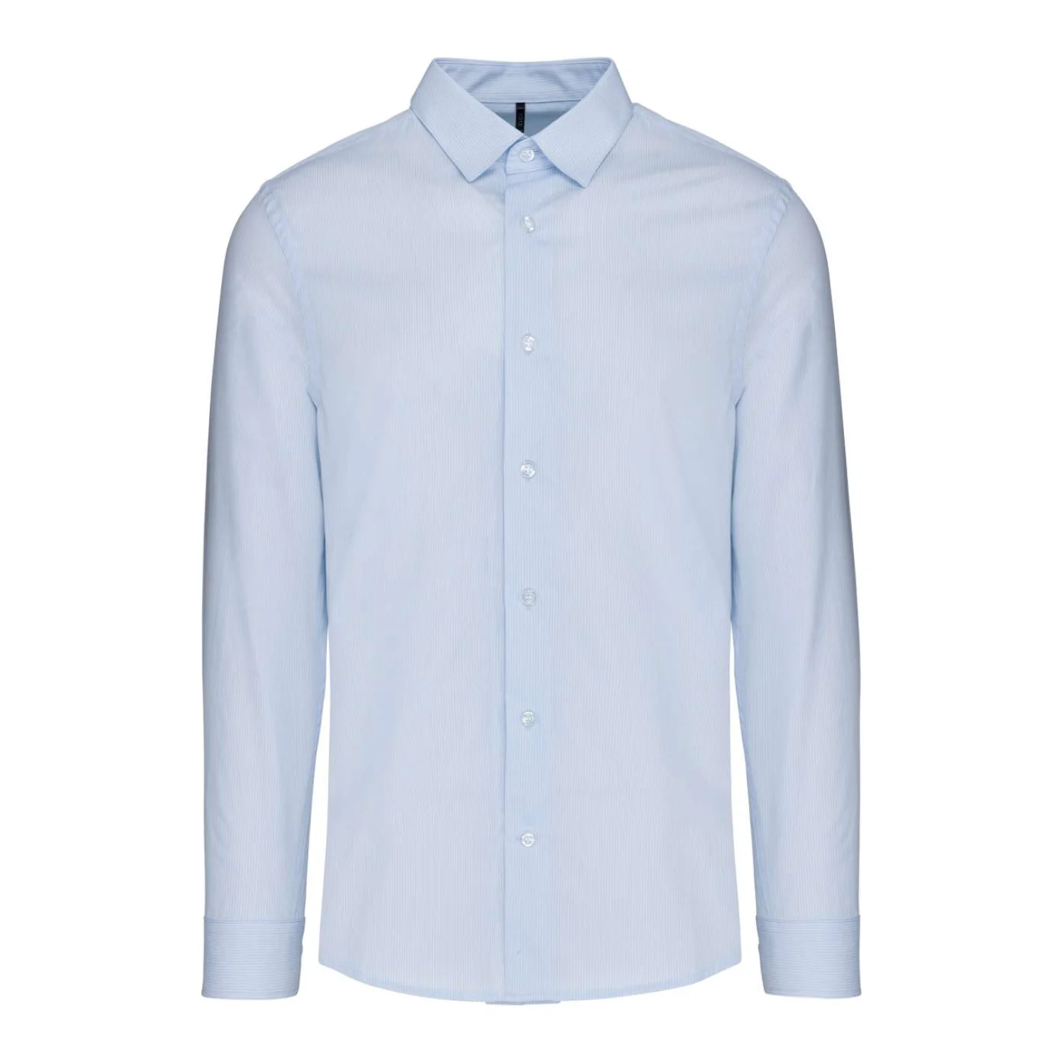 Kariban Férfi hosszú ujjú poplin ing Striped Pale Blue