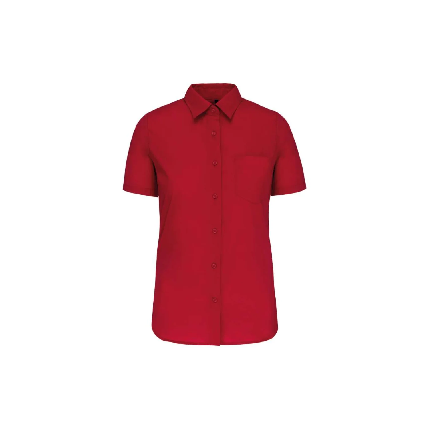 Kariban Női rövid ujjú könnyen kezelhető pamut poplin ing Classic Red