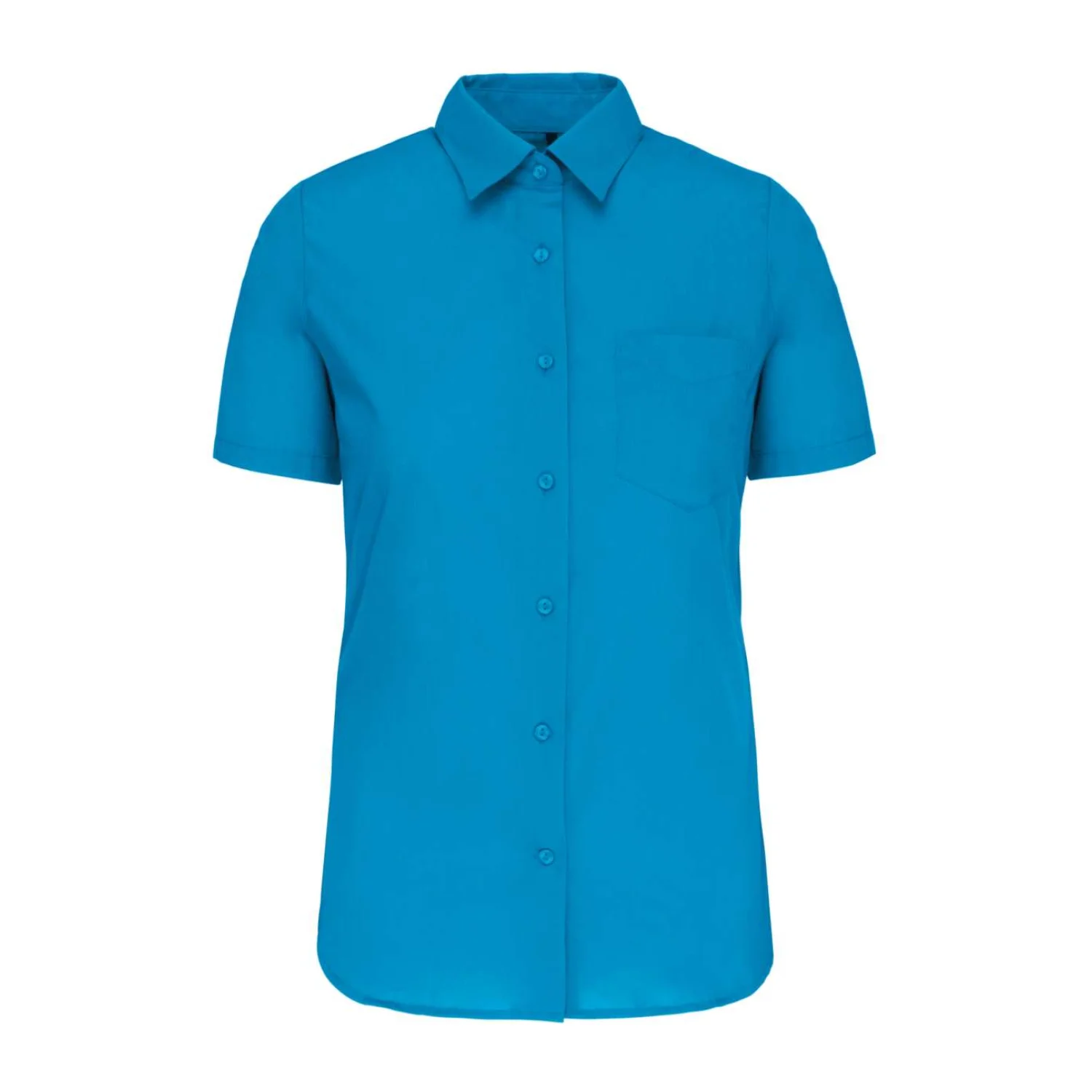 Kariban Judith - női rövid ujjú könnyen kezelhető polycotton poplin ing Bright Turquoise