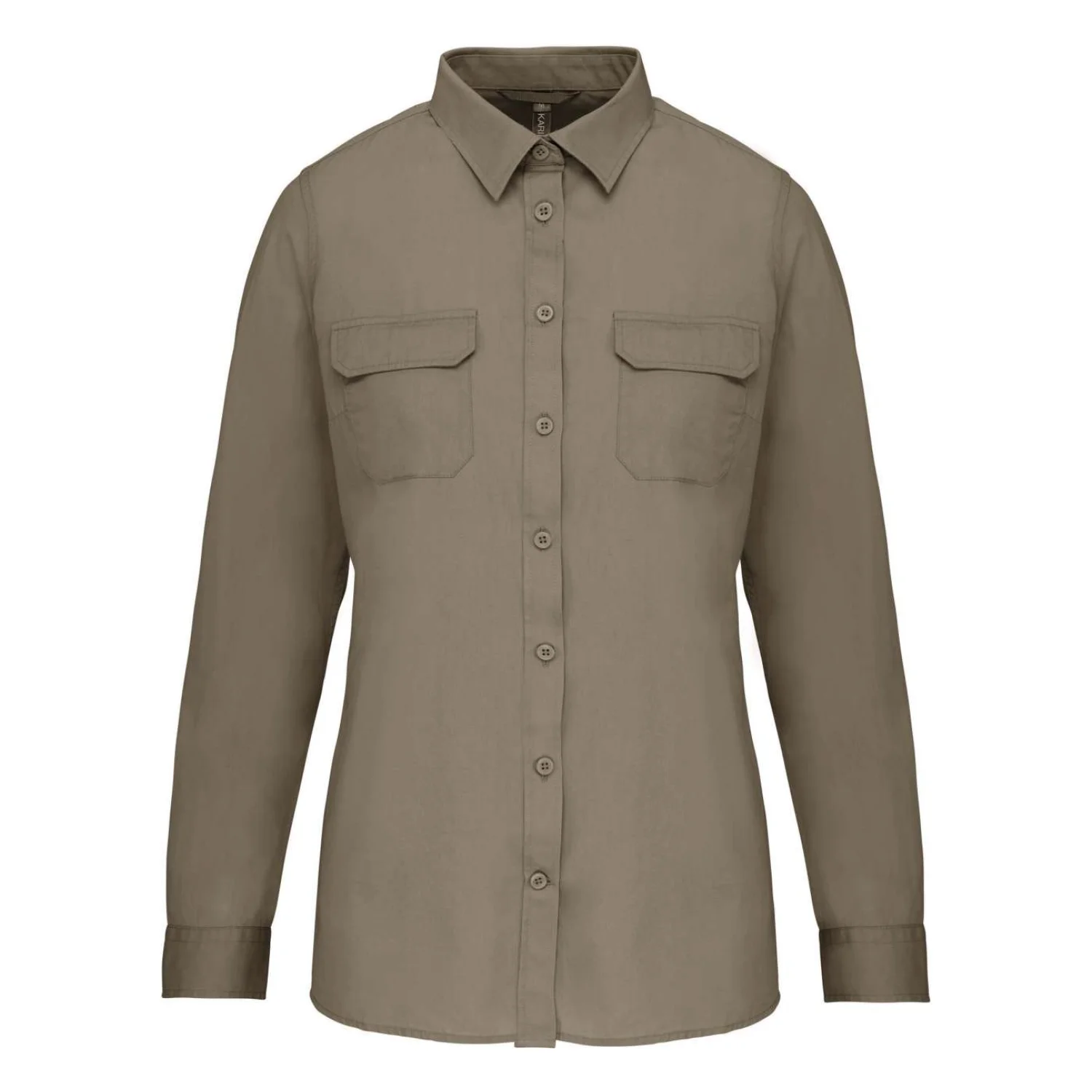 Kariban Női hosszú ujjú safari ing Light Khaki