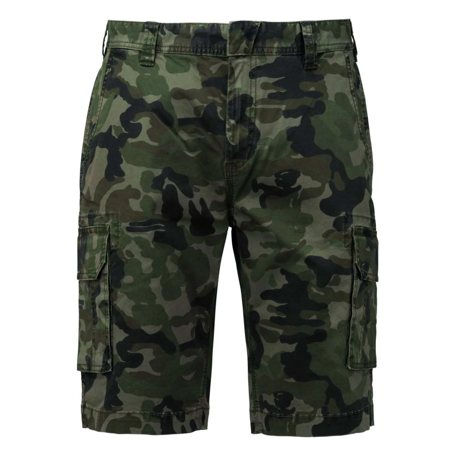 Kariban Férfi sokzsebes bermuda short derekas nadrág Olive Camouflage