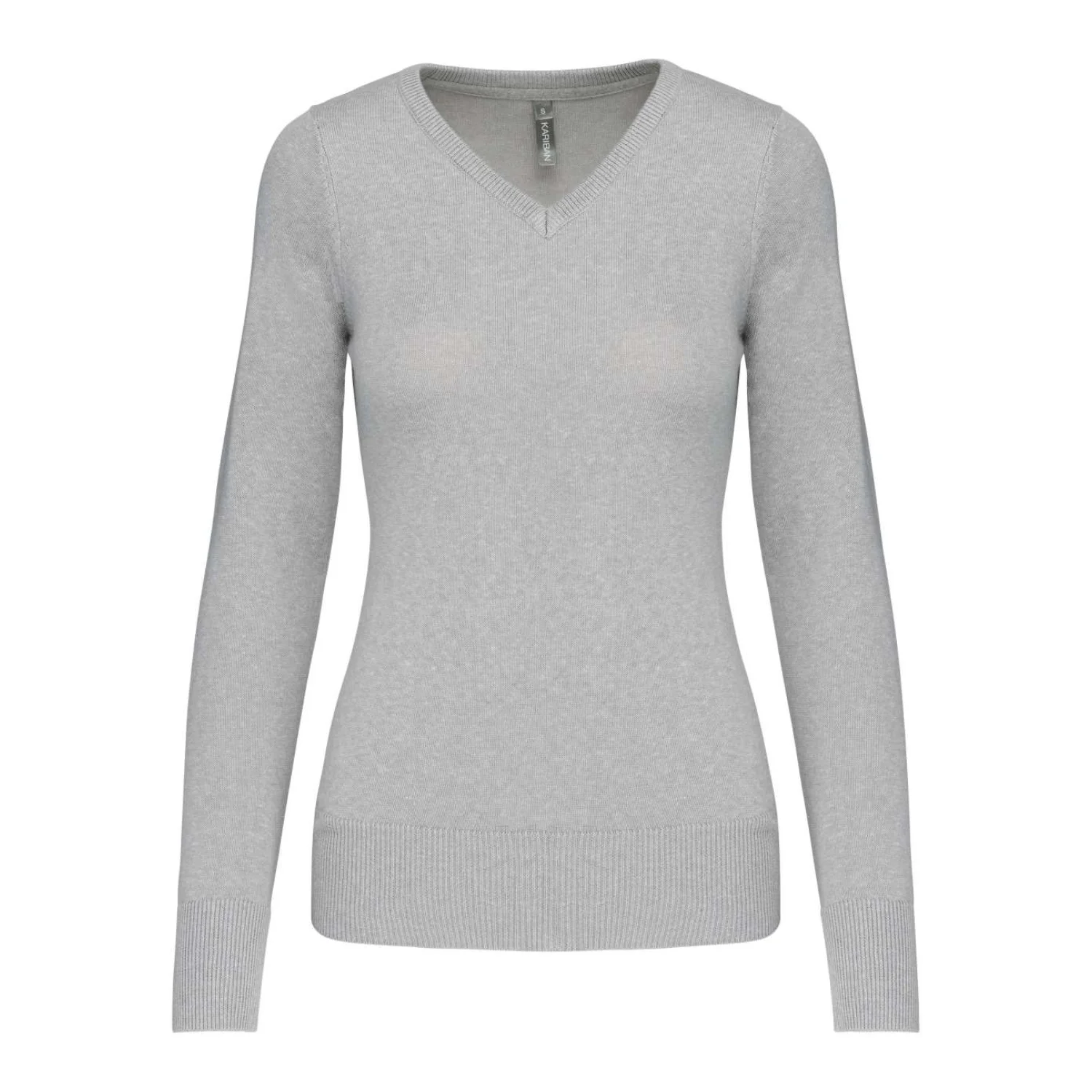 Kariban Női v-nyakú pulóver ing Grey Melange