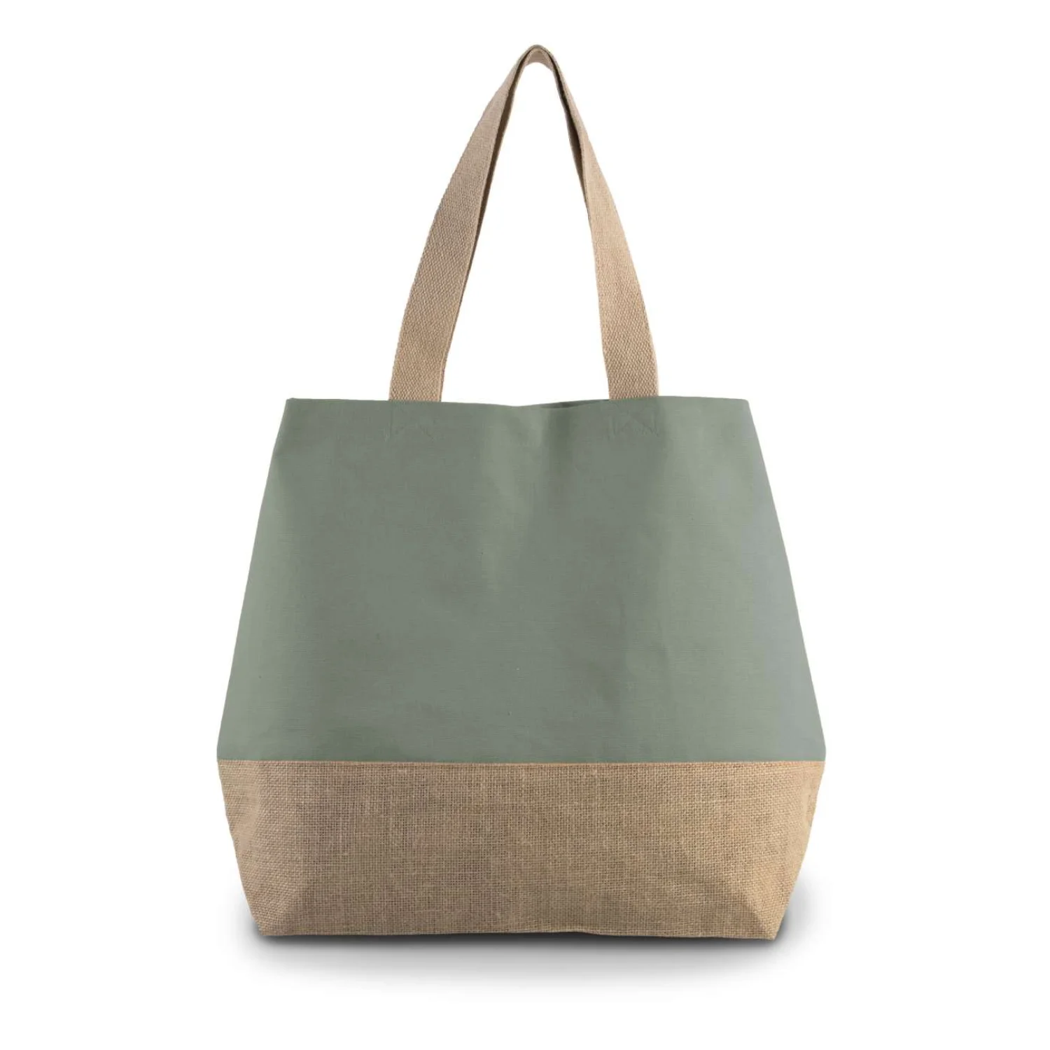 Kimood Bevásárló táska juta és pamut keverékből táská Dusty Light Green/Natural