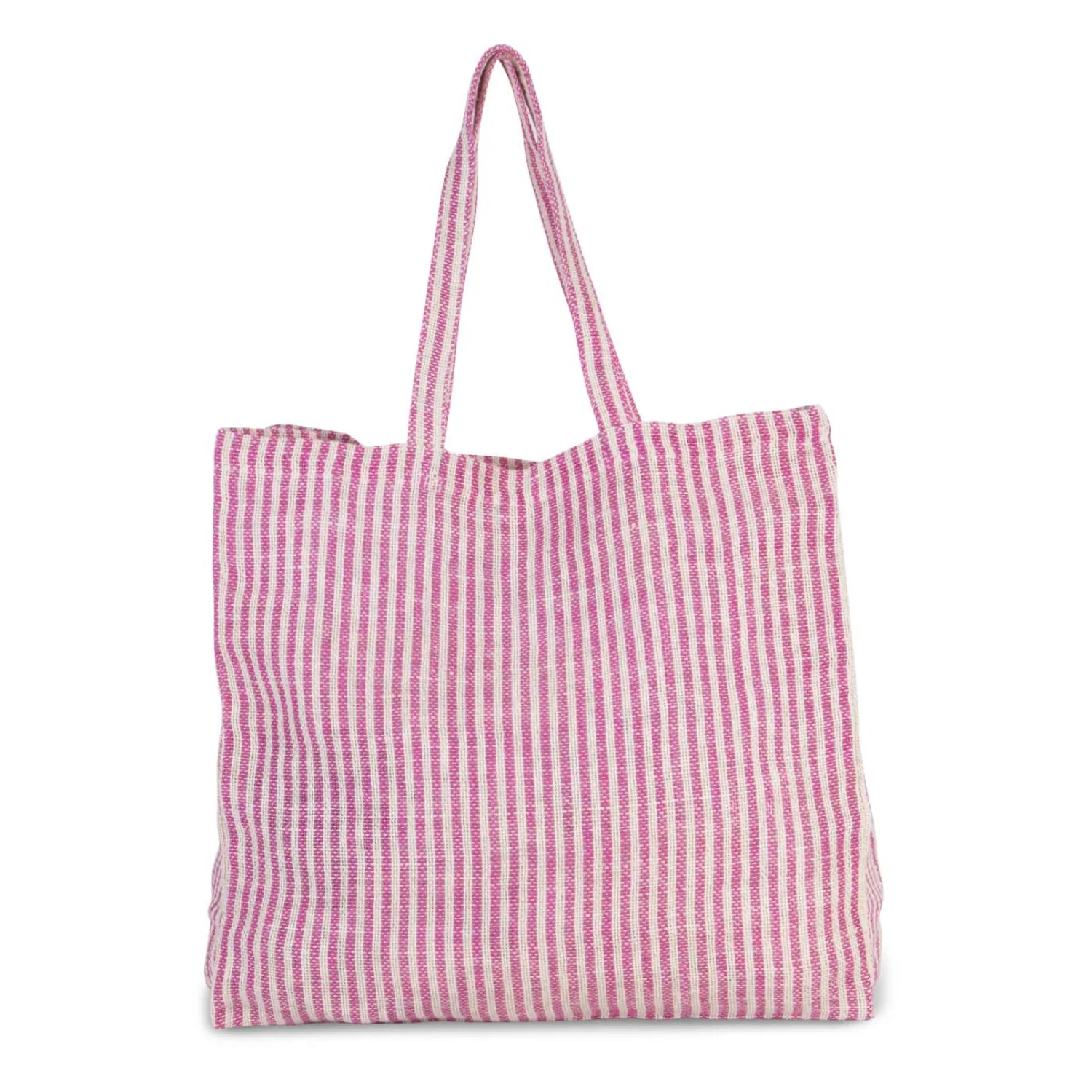 Kimood Csíkos bevásárló táska juta és pamut keverékből táská Magenta/Natural