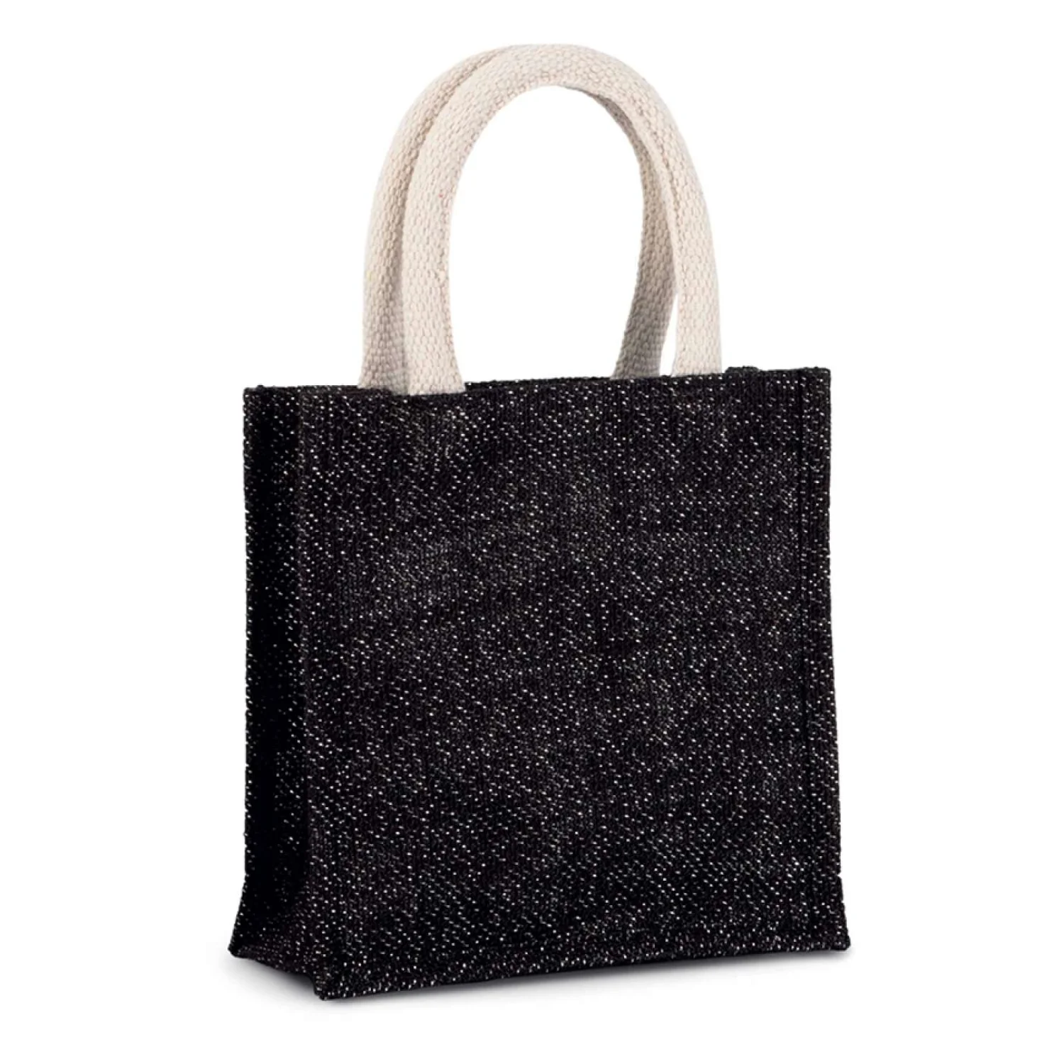 Kimood Juta és pamutvászon anyagú bevásárlótáska - kicsi táská Black/Silver