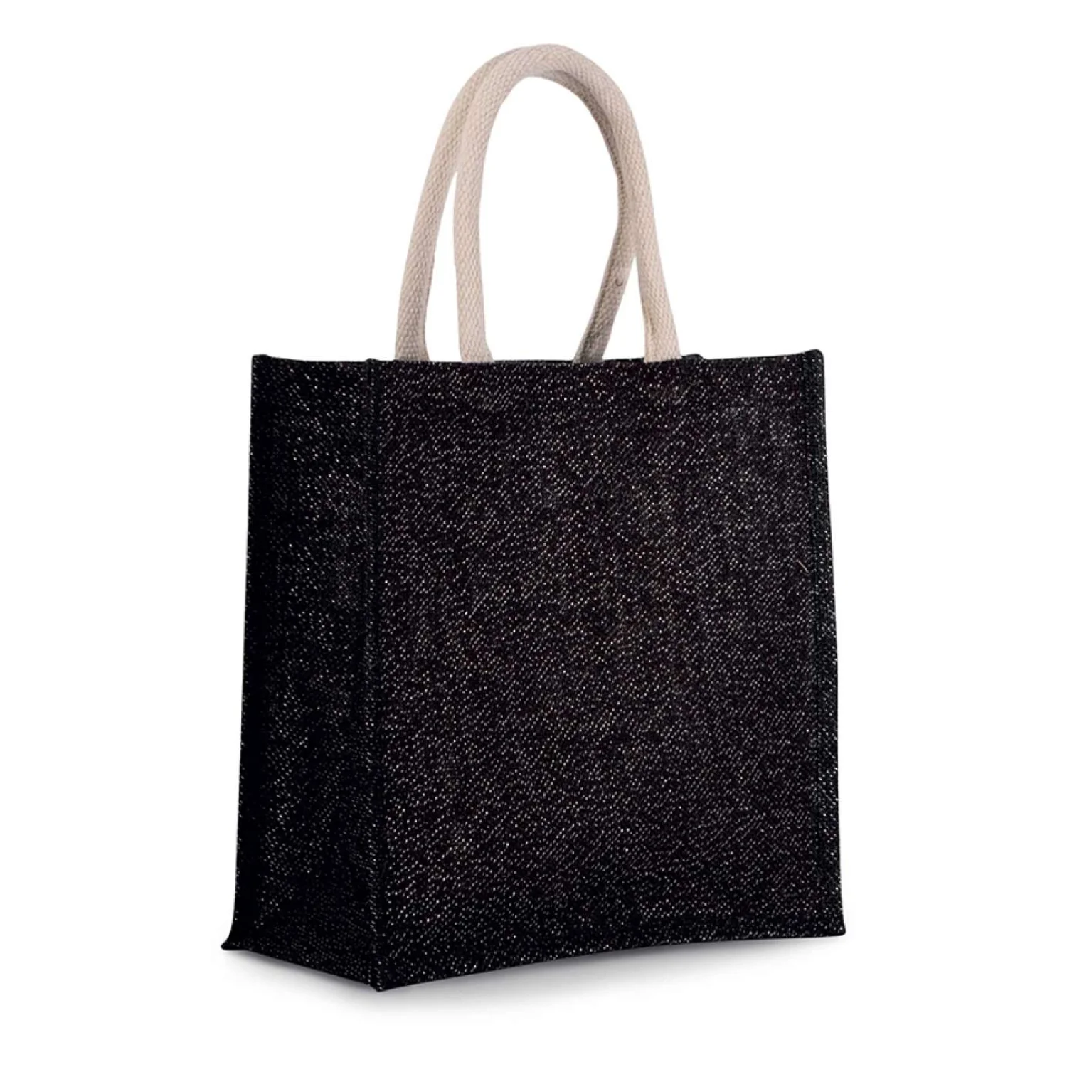 Kimood Juta és pamutvászon anyagú bevásárlótáska - nagy táská Black/Silver