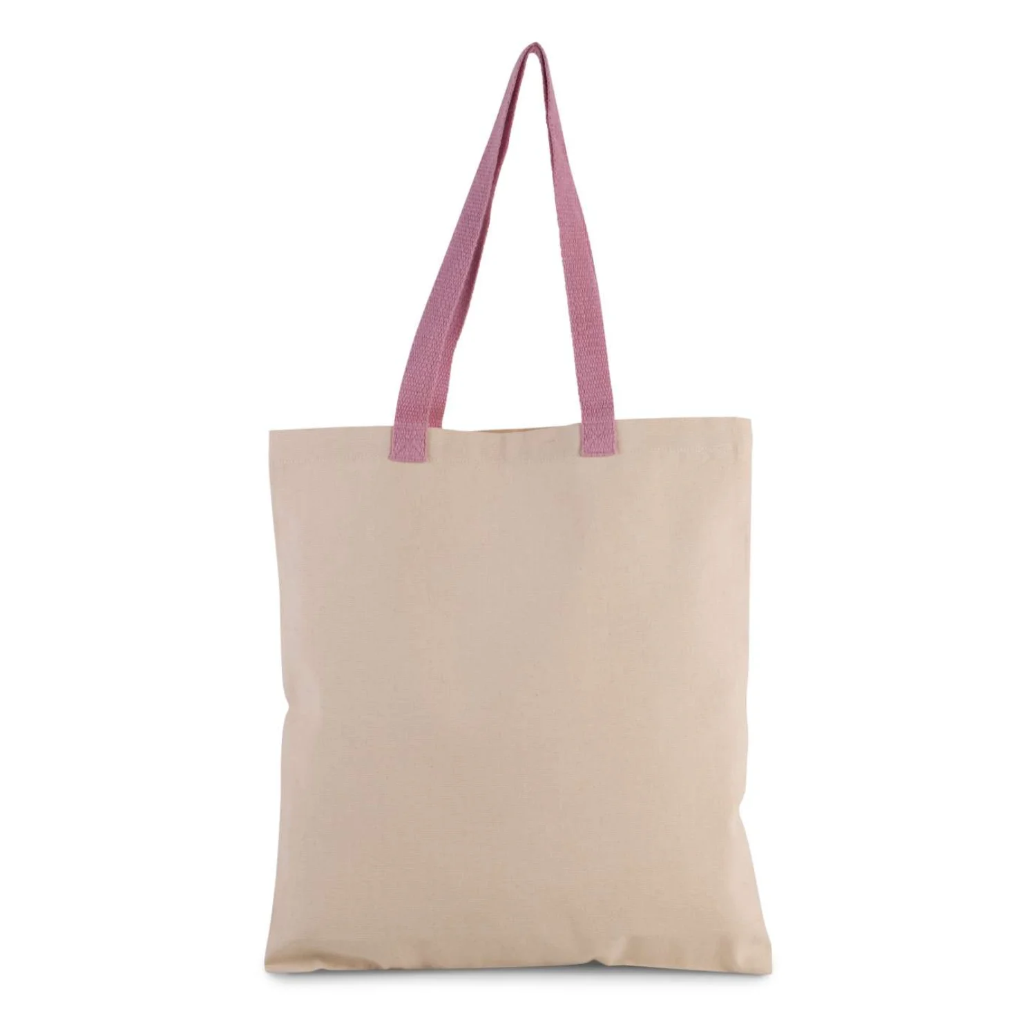 Kimood Lapos pamutvászon bevásárlótáska kontrasztos füllel táská Natural/Dark Pink