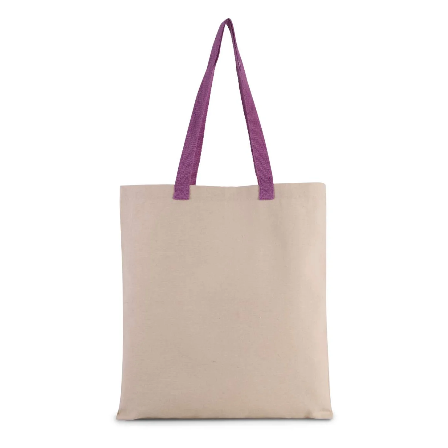 Kimood Lapos pamutvászon bevásárlótáska kontrasztos füllel táská Natural/Radiant Orchid