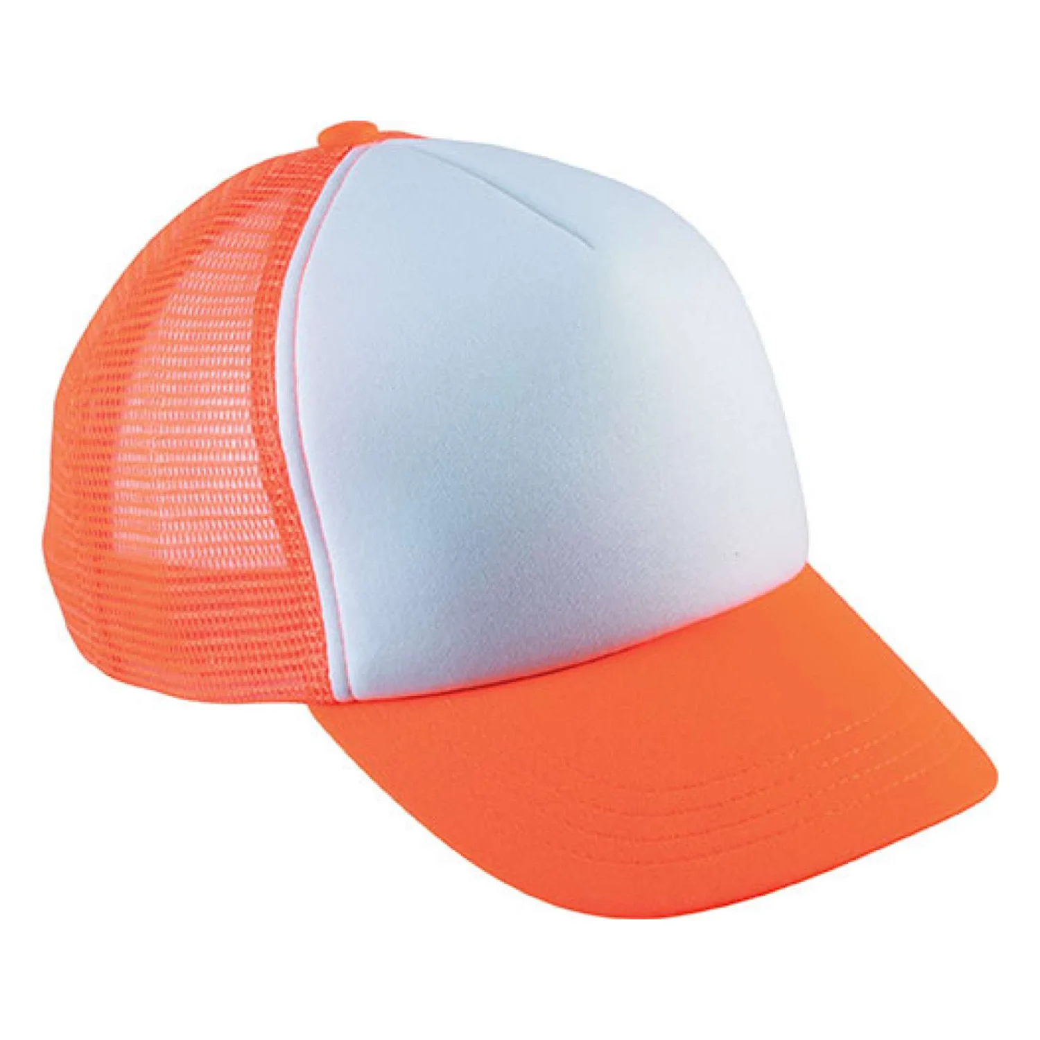 K-UP Gyermek hálós 5 paneles sapka sapká White/Fluorescent Orange