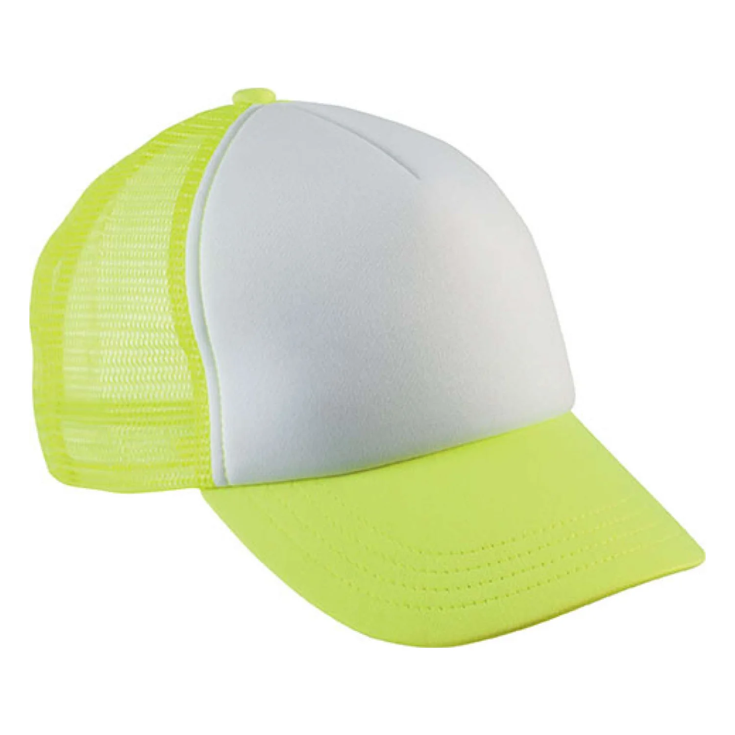 K-UP Gyermek hálós 5 paneles sapka sapká White/Fluorescent Yellow