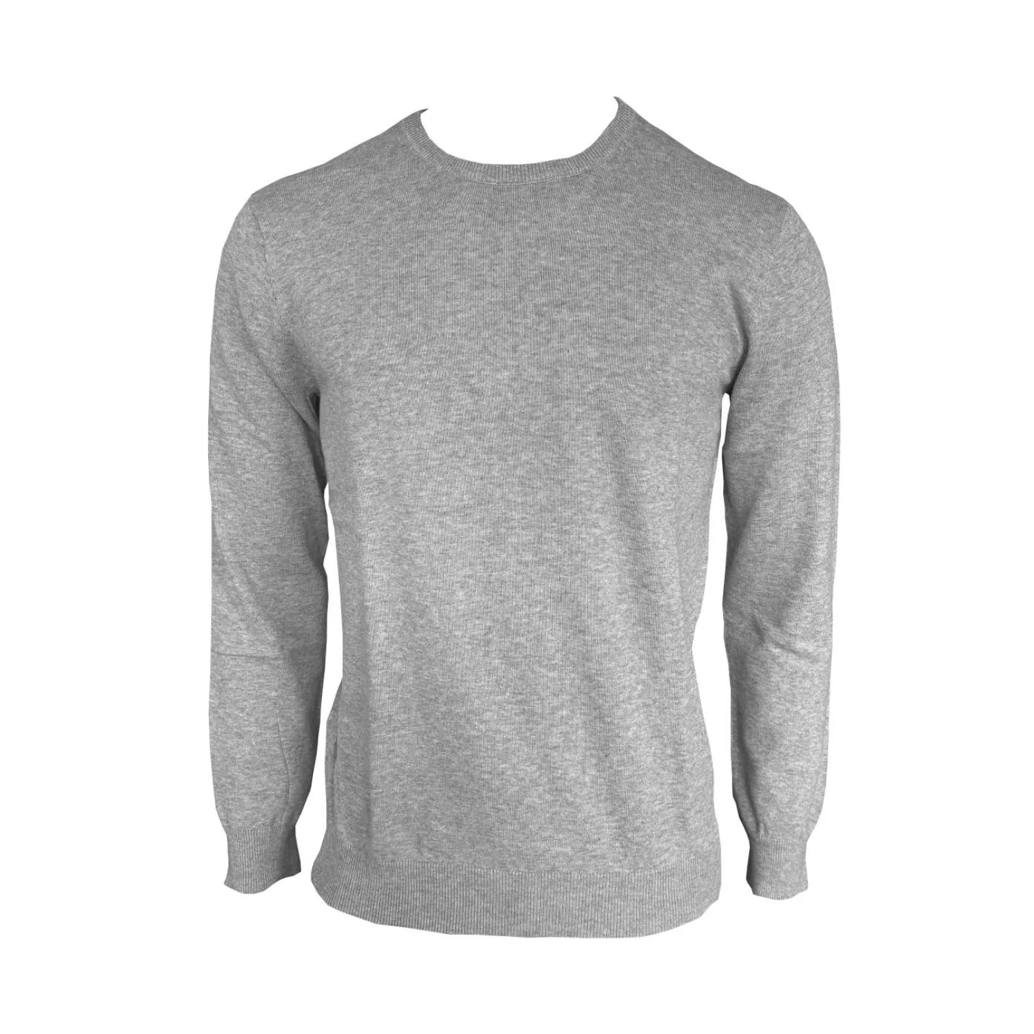 Legend Classics Férfi környakas finomkötött pamut pulóver ing Light Melange Grey