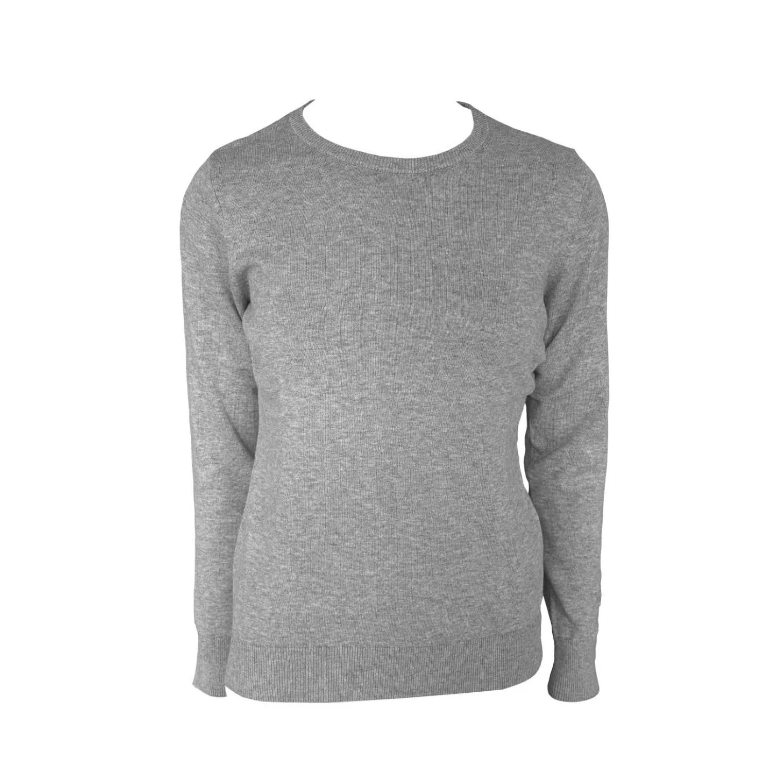Legend Classics Női környakas finomkötött pamut pulóver ing Light Melange Grey
