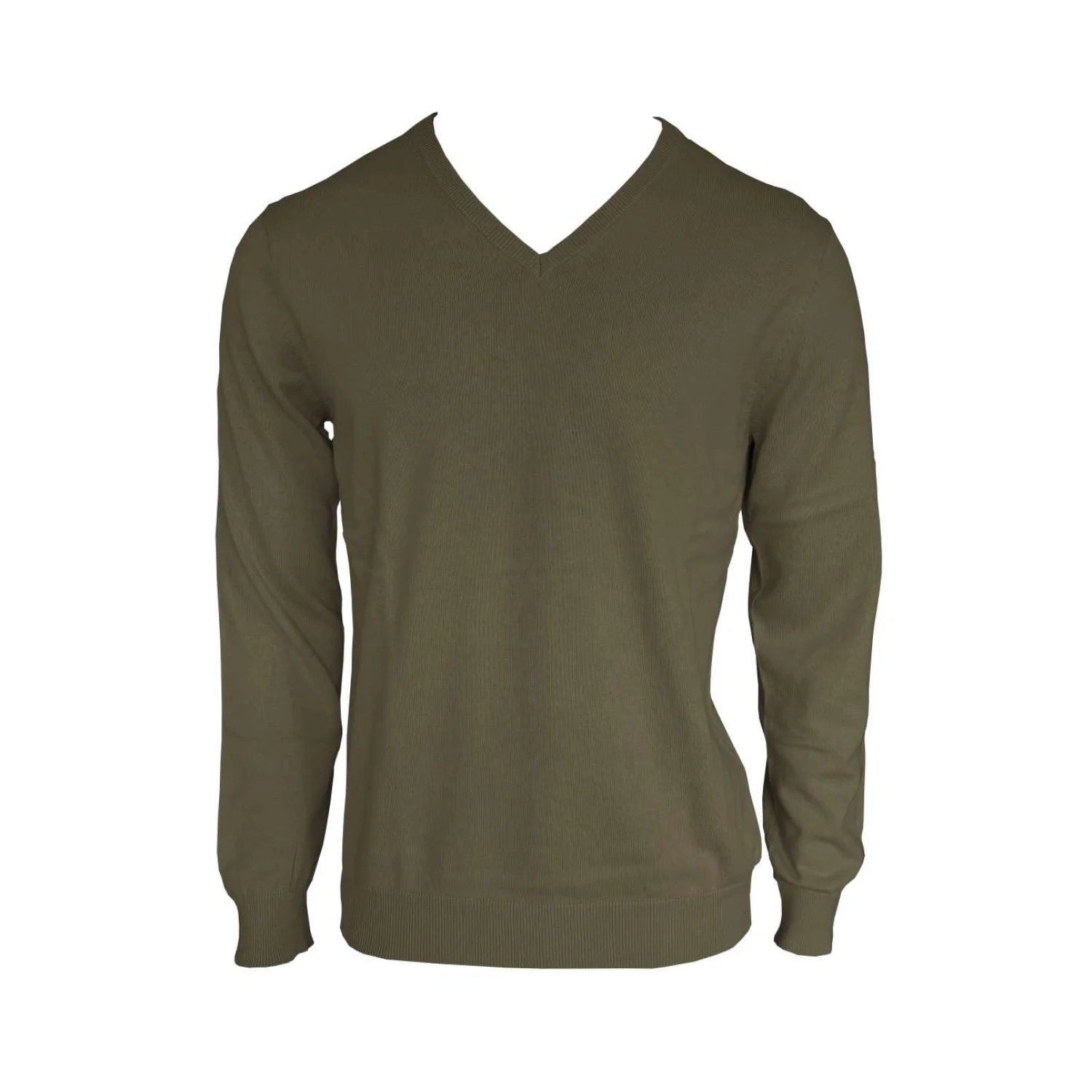 Legend Classics Férfi v-nyakú finomkötött pamut pulóver ing Dark Khaki
