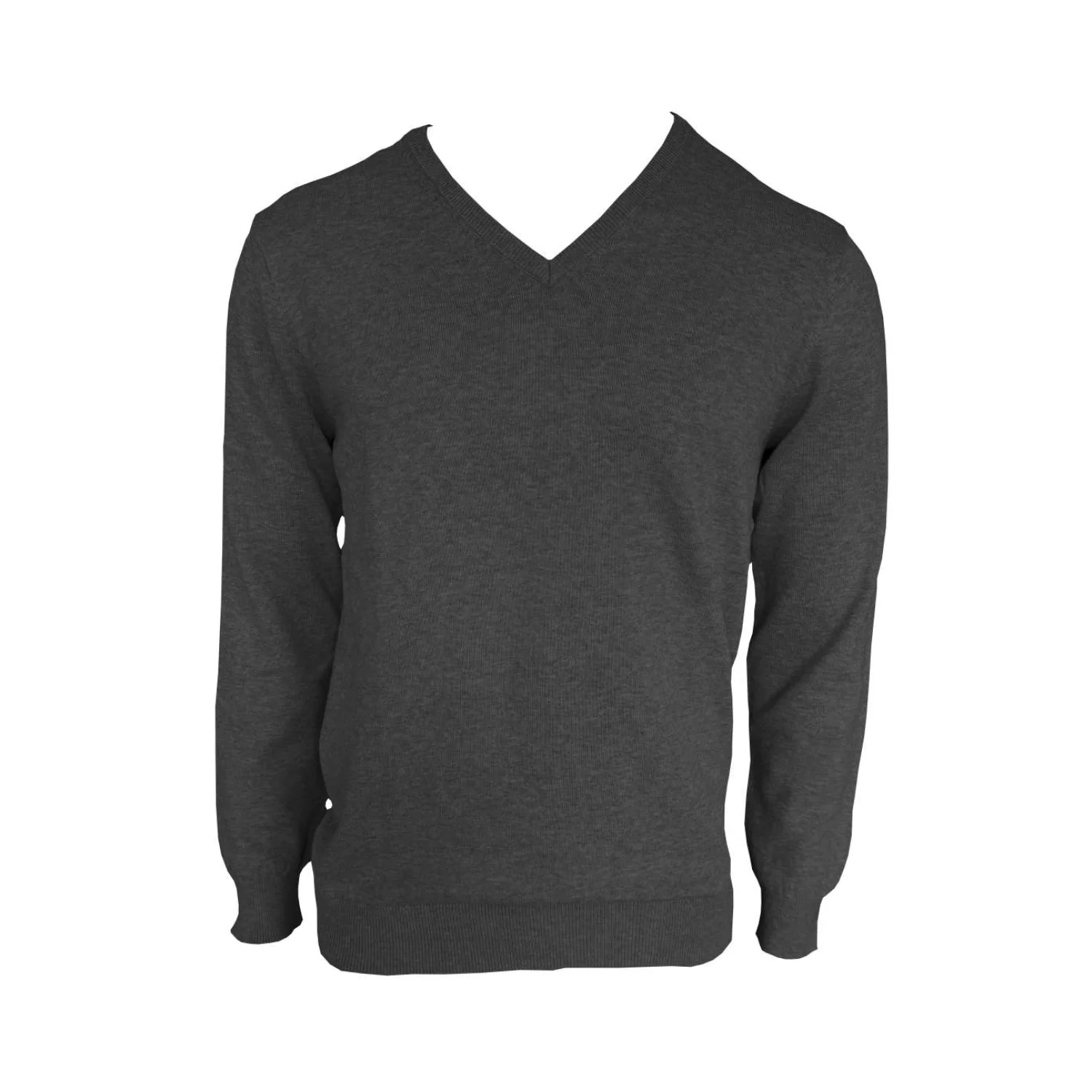 Legend Classics Férfi v-nyakú finomkötött pamut pulóver ing Dark Melange Grey