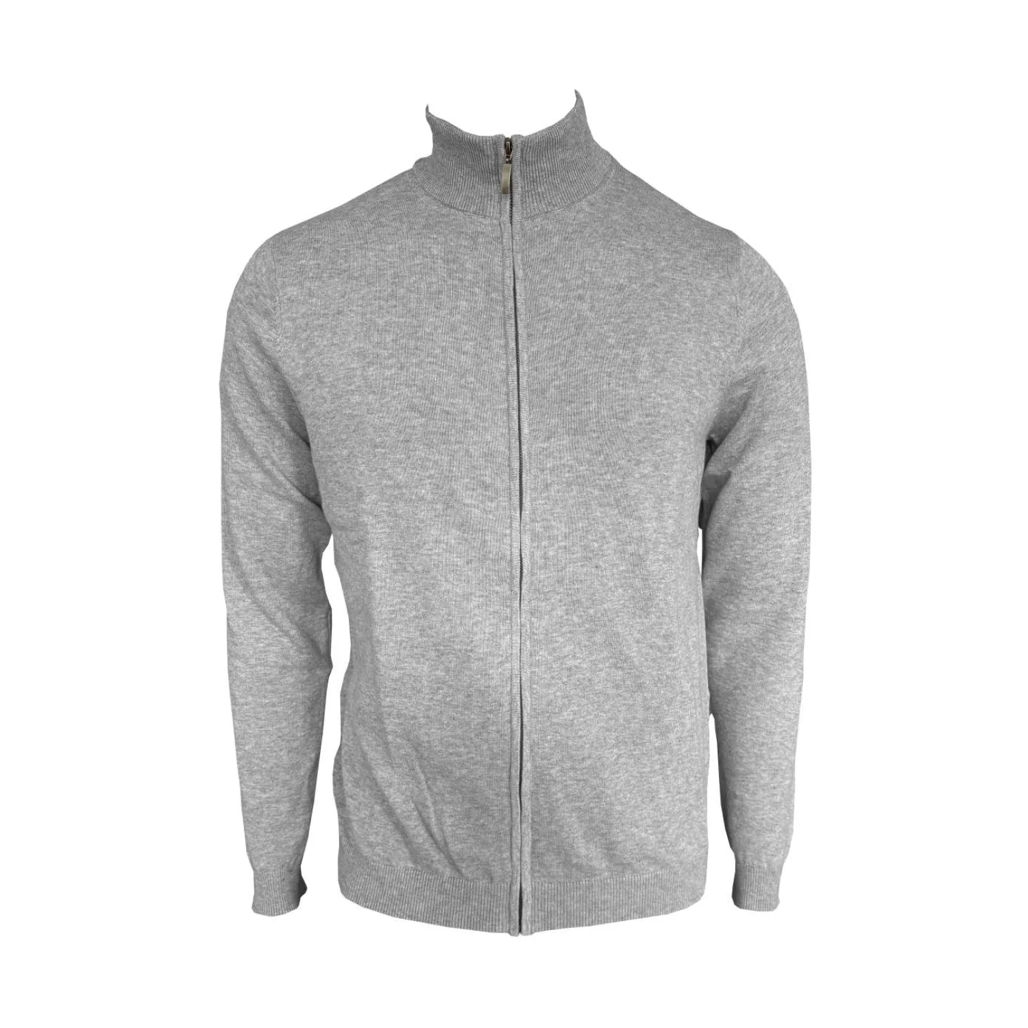 Legend Classics Férfi végig cipzáras finomkötött pamut kardigán ing Light Melange Grey