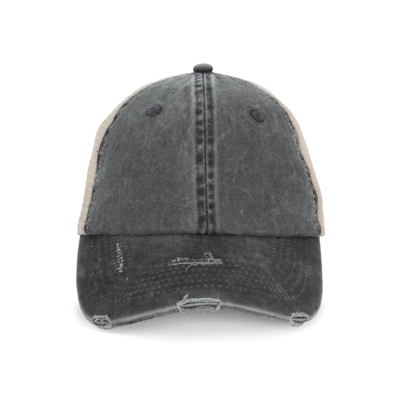 Native Spirit Környezetbarát uniszex kopott hatású hálós sapka sapká Washed Black/Beige