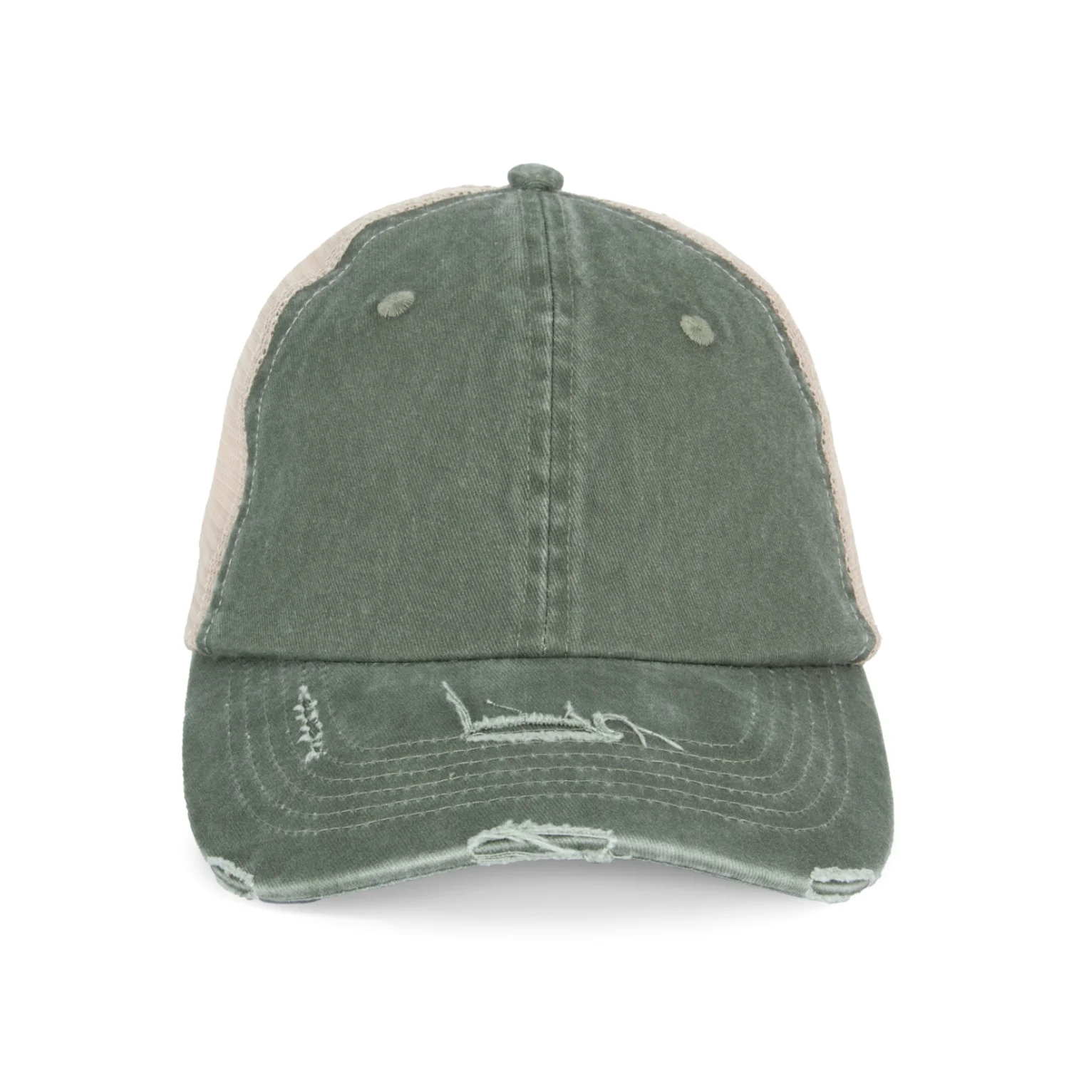 Native Spirit Környezetbarát uniszex kopott hatású hálós sapka sapká Washed Organic Khaki/Beige