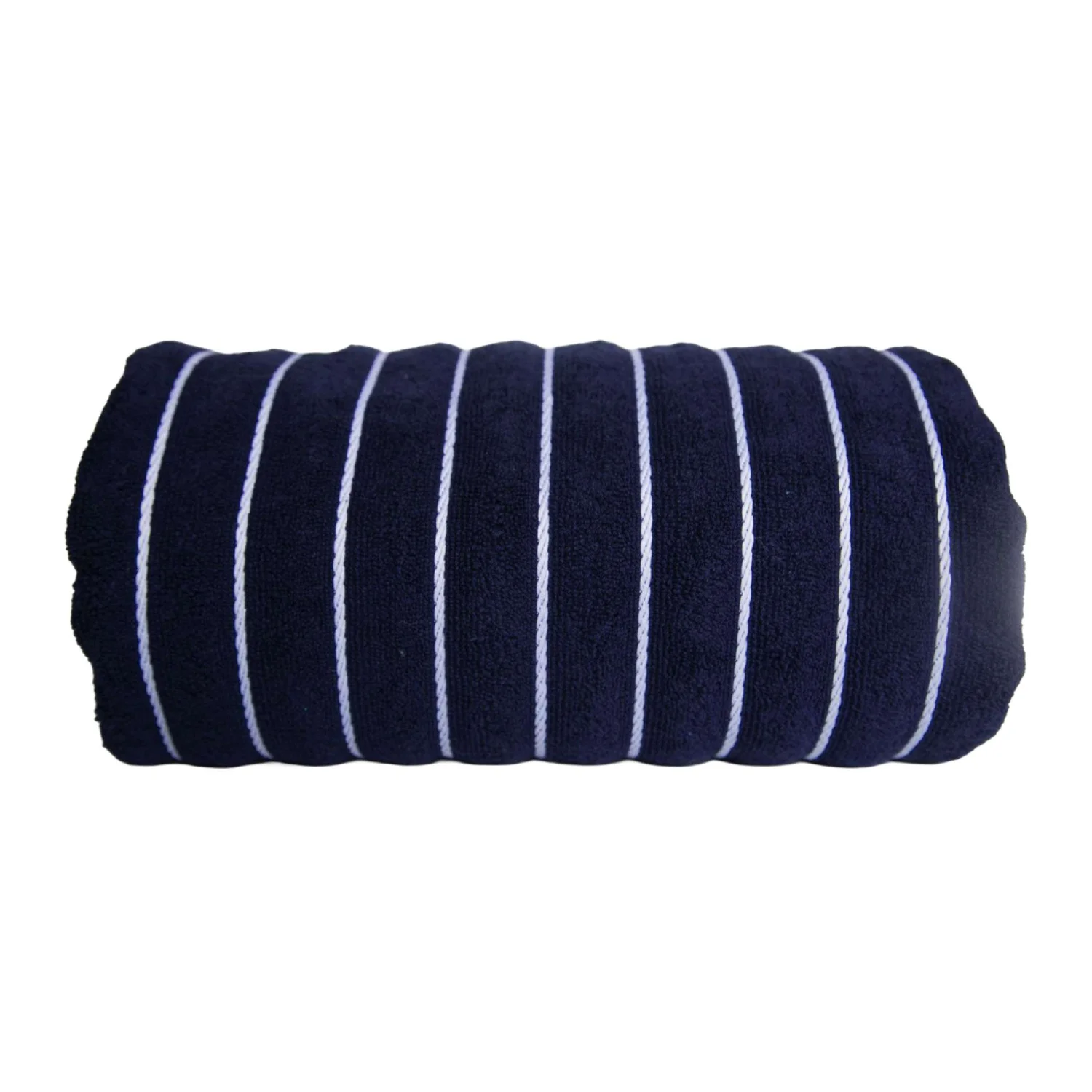 Olima csíkos strandtörölköző törölközők és fürdőlepedő Navy/White